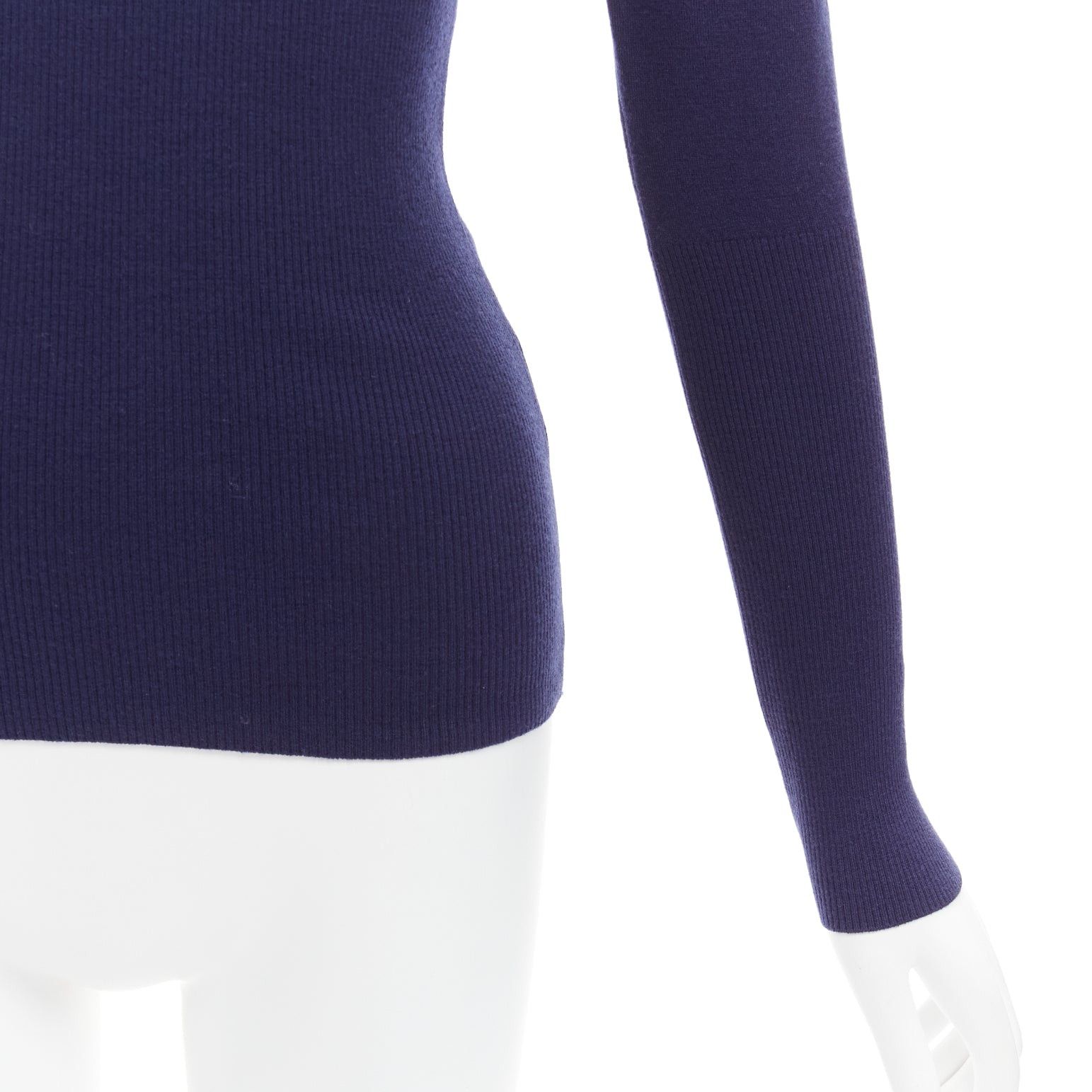 Alaia new ALAIA navy blue wool blend button turtleneck sweater top FR40 L Size M / US 6-8 / IT 42-44 - 7 Thumbnail