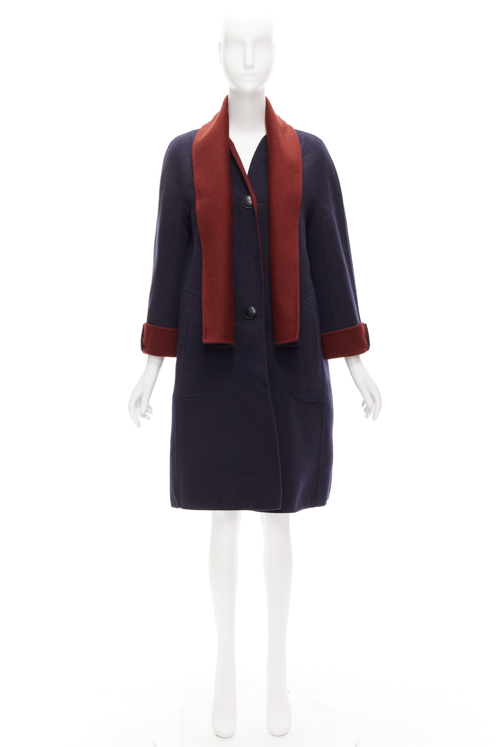 Loro Piana LORO PIANA 100% double faced cashmere burgundy navy Reversible coat IT44 L Size M / US 6-8 / IT 42-44 - 18 Thumbnail