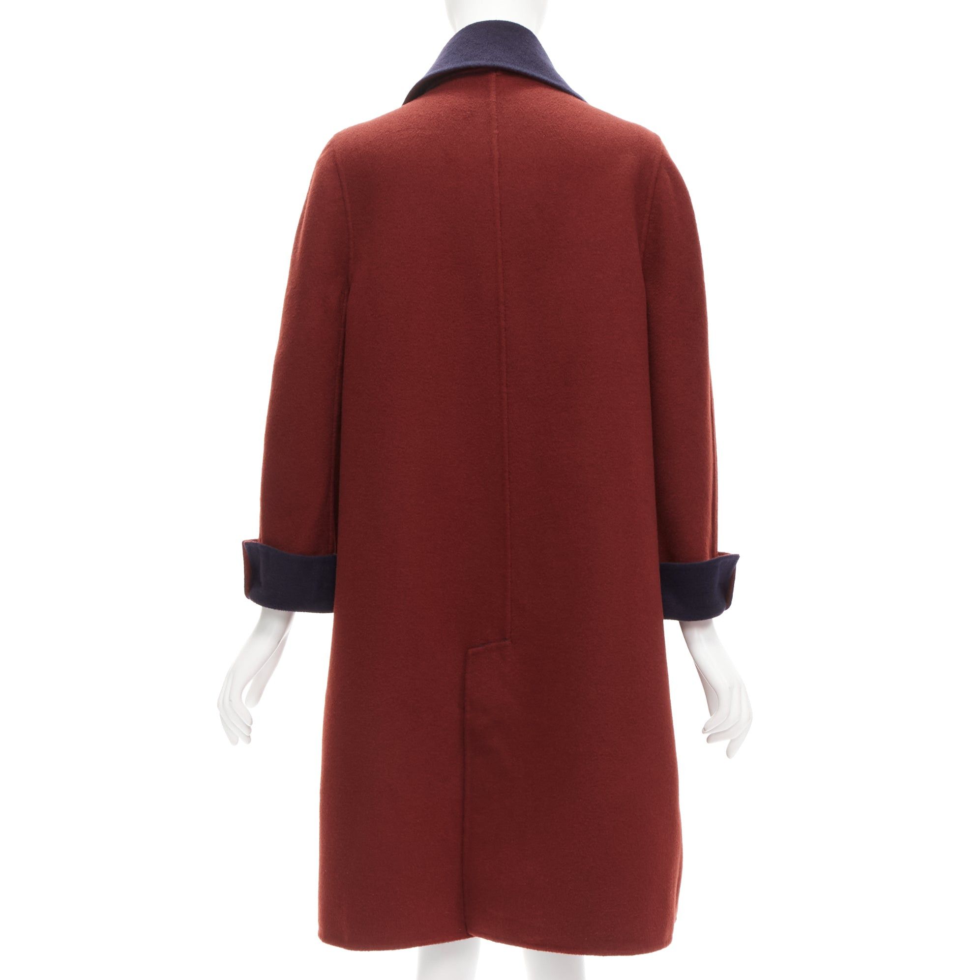 Loro Piana LORO PIANA 100% double faced cashmere burgundy navy Reversible coat IT44 L Size M / US 6-8 / IT 42-44 - 10 Thumbnail