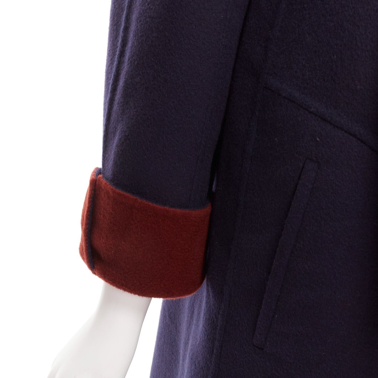 Loro Piana LORO PIANA 100% double faced cashmere burgundy navy Reversible coat IT44 L Size M / US 6-8 / IT 42-44 - 14 Thumbnail