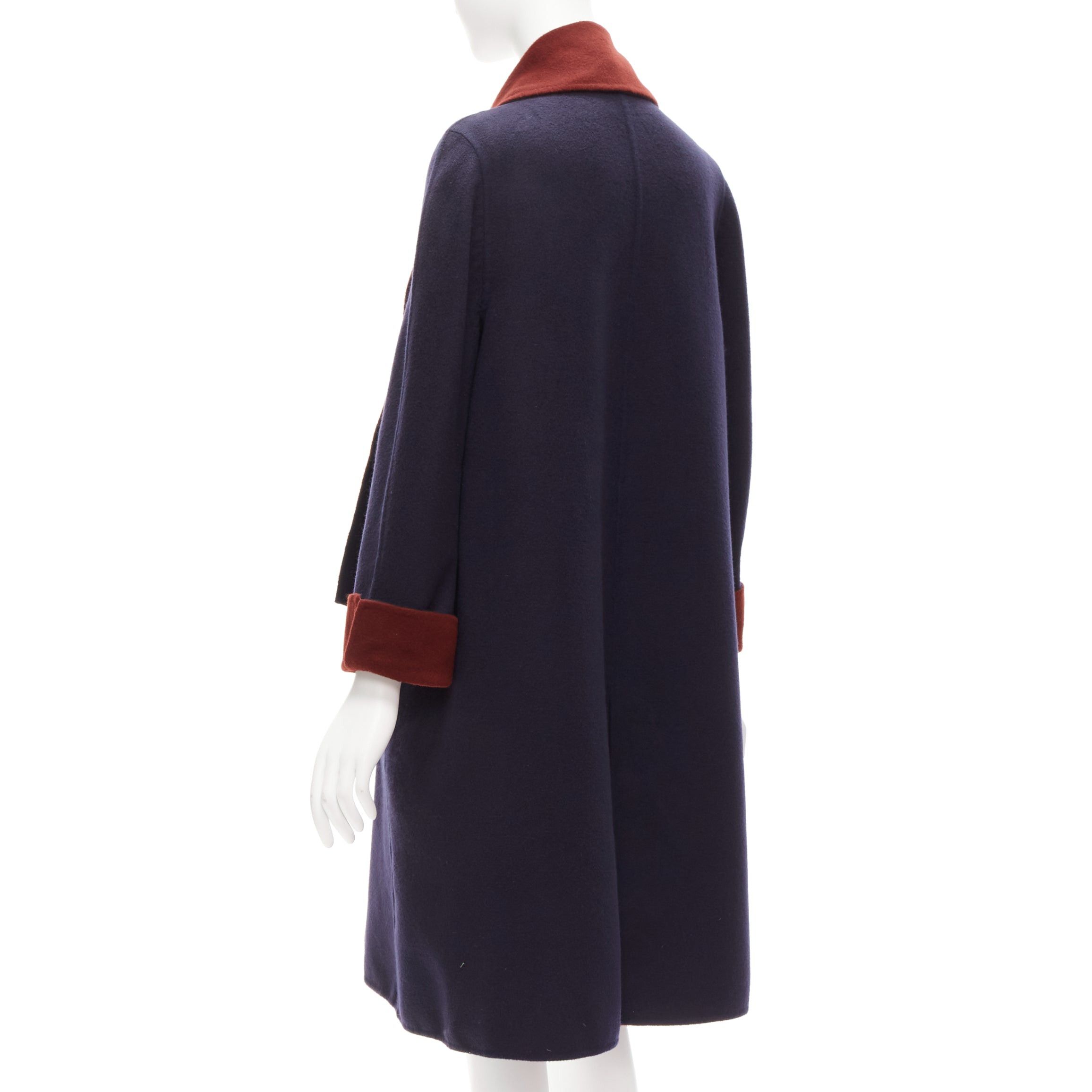 Loro Piana LORO PIANA 100% double faced cashmere burgundy navy Reversible coat IT44 L Size M / US 6-8 / IT 42-44 - 11 Thumbnail
