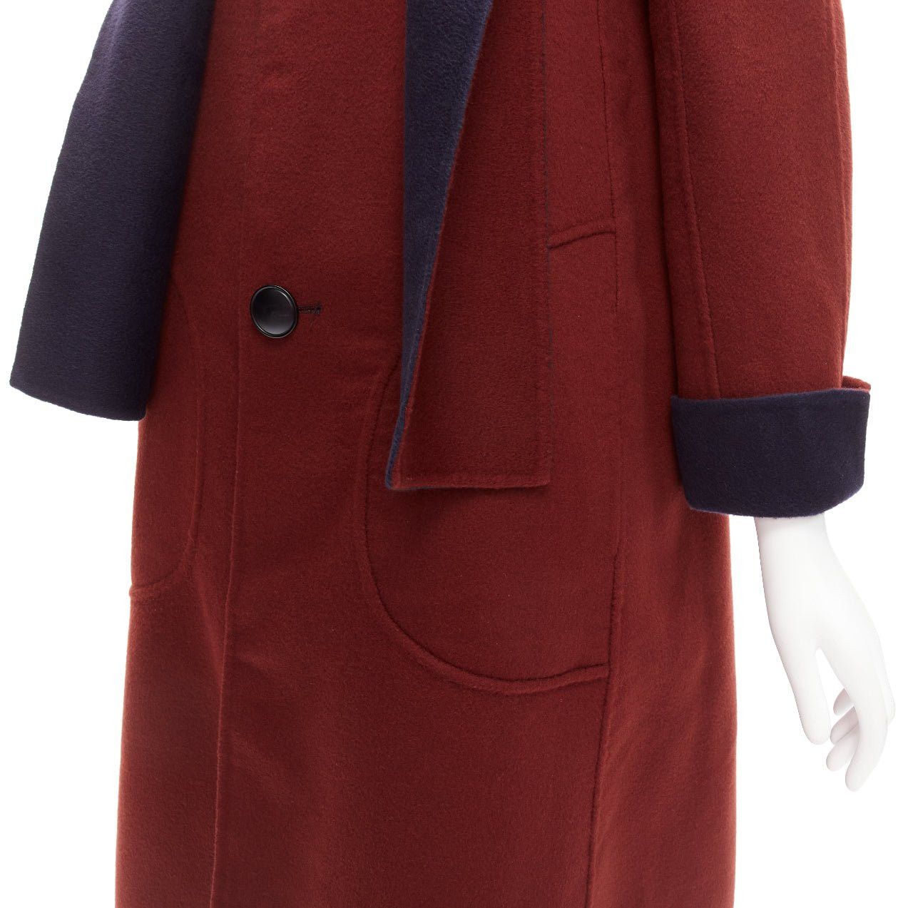 Loro Piana LORO PIANA 100% double faced cashmere burgundy navy Reversible coat IT44 L Size M / US 6-8 / IT 42-44 - 16 Thumbnail