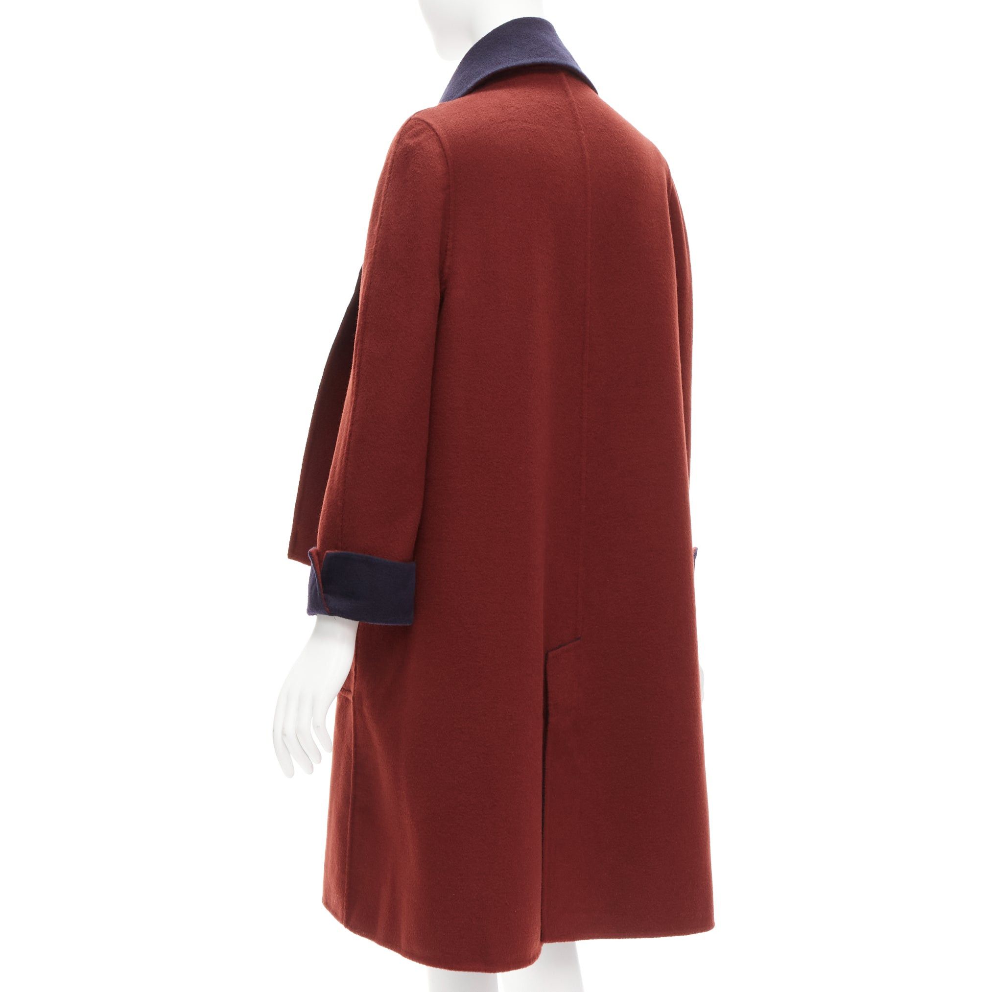 Loro Piana LORO PIANA 100% double faced cashmere burgundy navy Reversible coat IT44 L Size M / US 6-8 / IT 42-44 - 12 Thumbnail