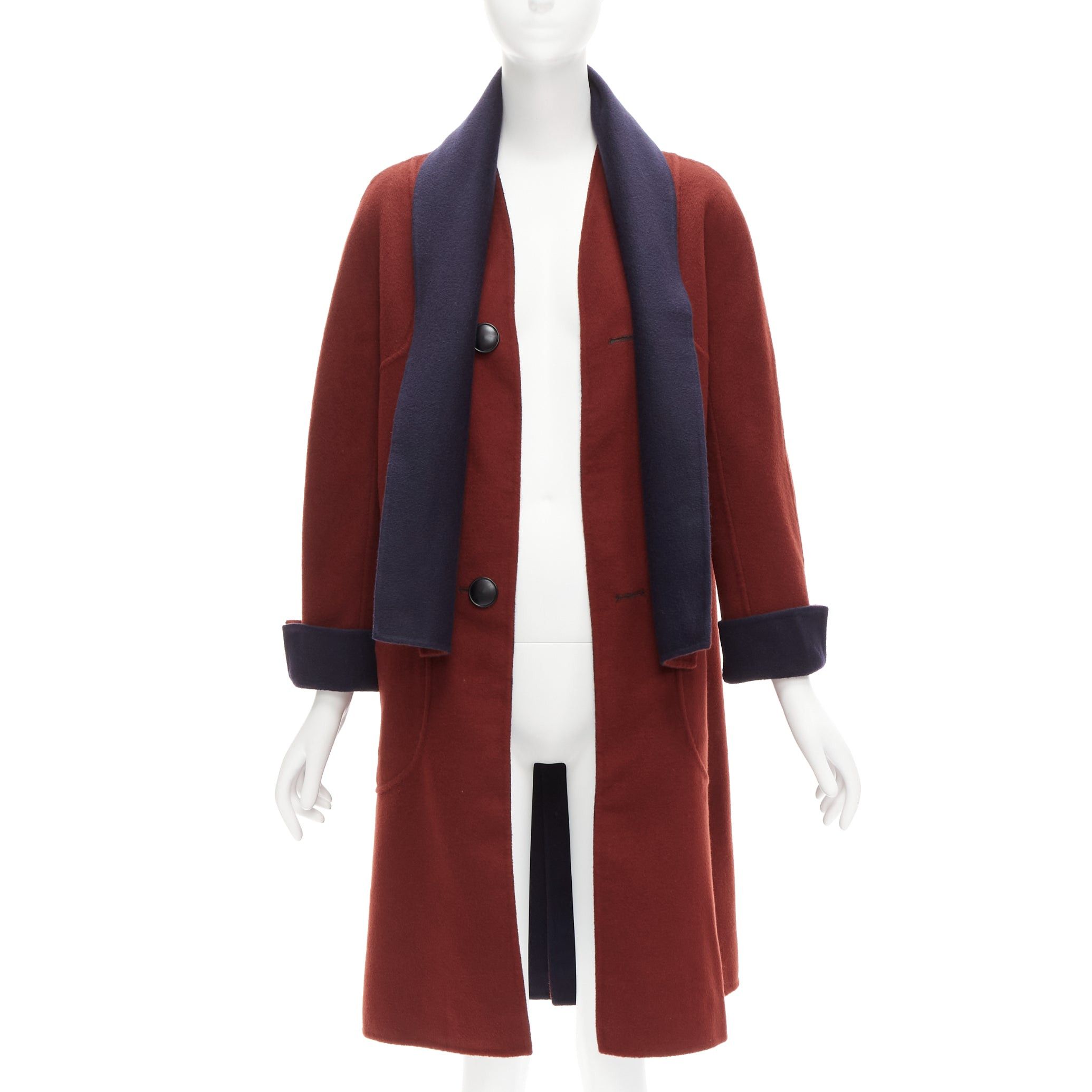 Loro Piana LORO PIANA 100% double faced cashmere burgundy navy Reversible coat IT44 L Size M / US 6-8 / IT 42-44 - 4 Thumbnail