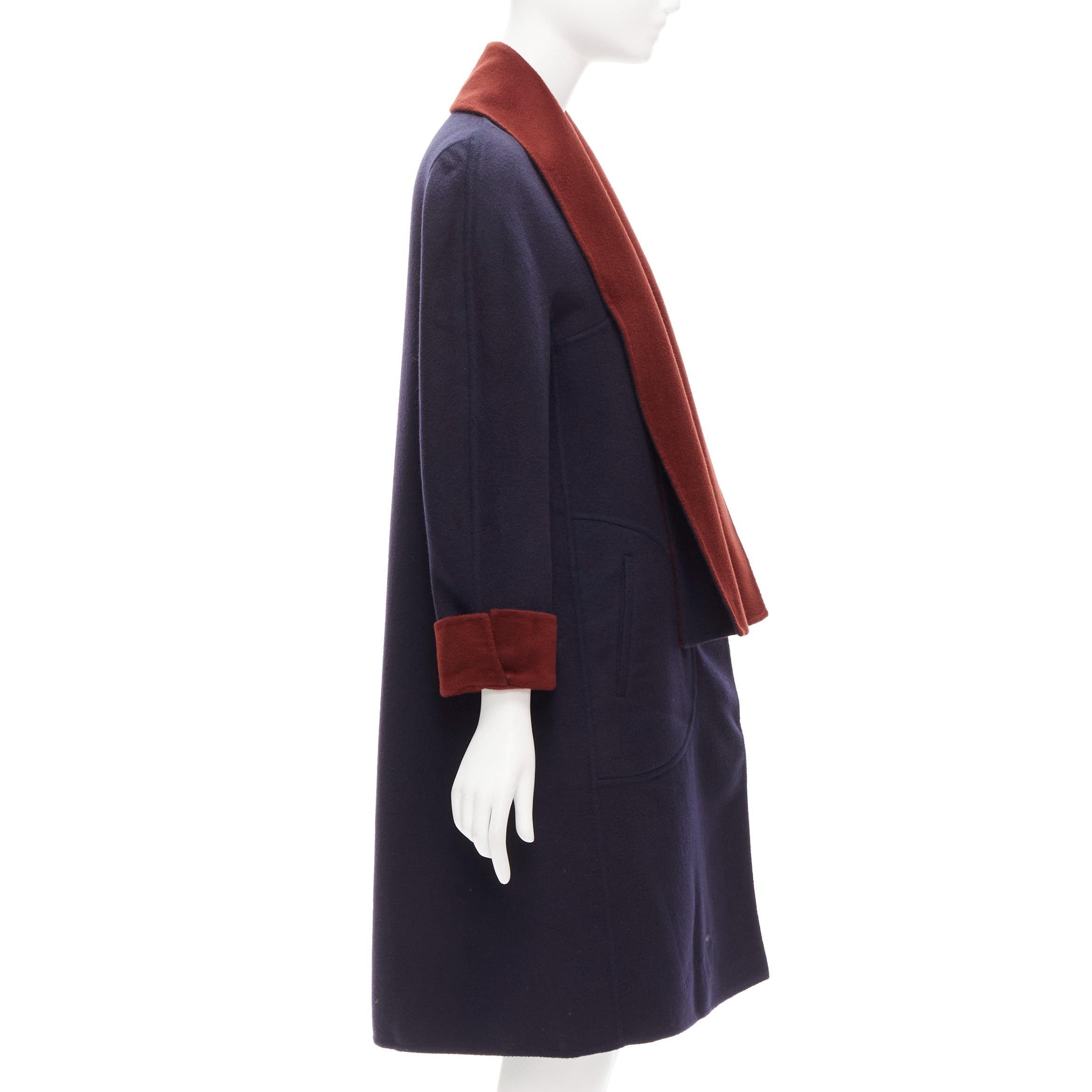 Loro Piana LORO PIANA 100% double faced cashmere burgundy navy Reversible coat IT44 L Size M / US 6-8 / IT 42-44 - 7 Thumbnail