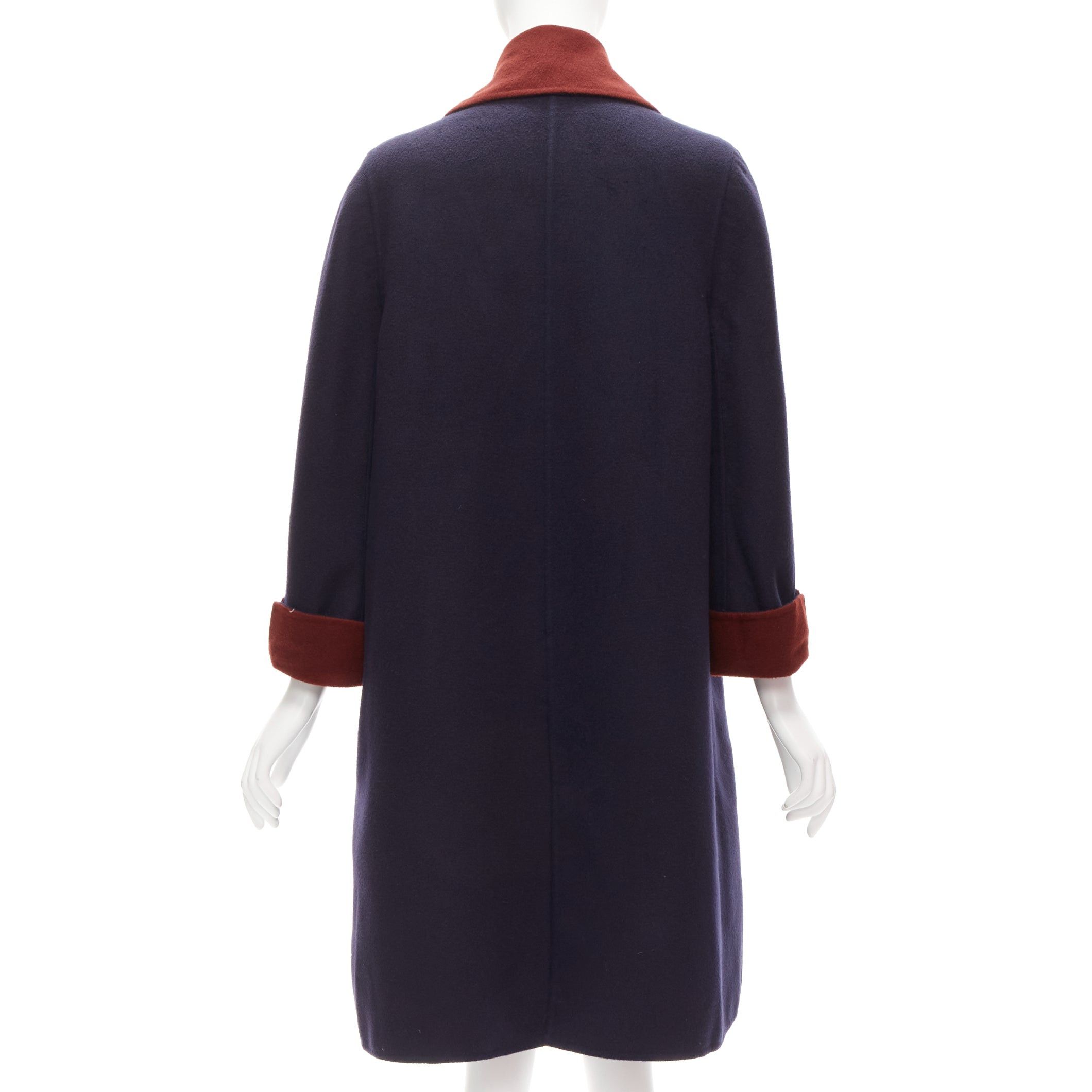 Loro Piana LORO PIANA 100% double faced cashmere burgundy navy Reversible coat IT44 L Size M / US 6-8 / IT 42-44 - 9 Thumbnail