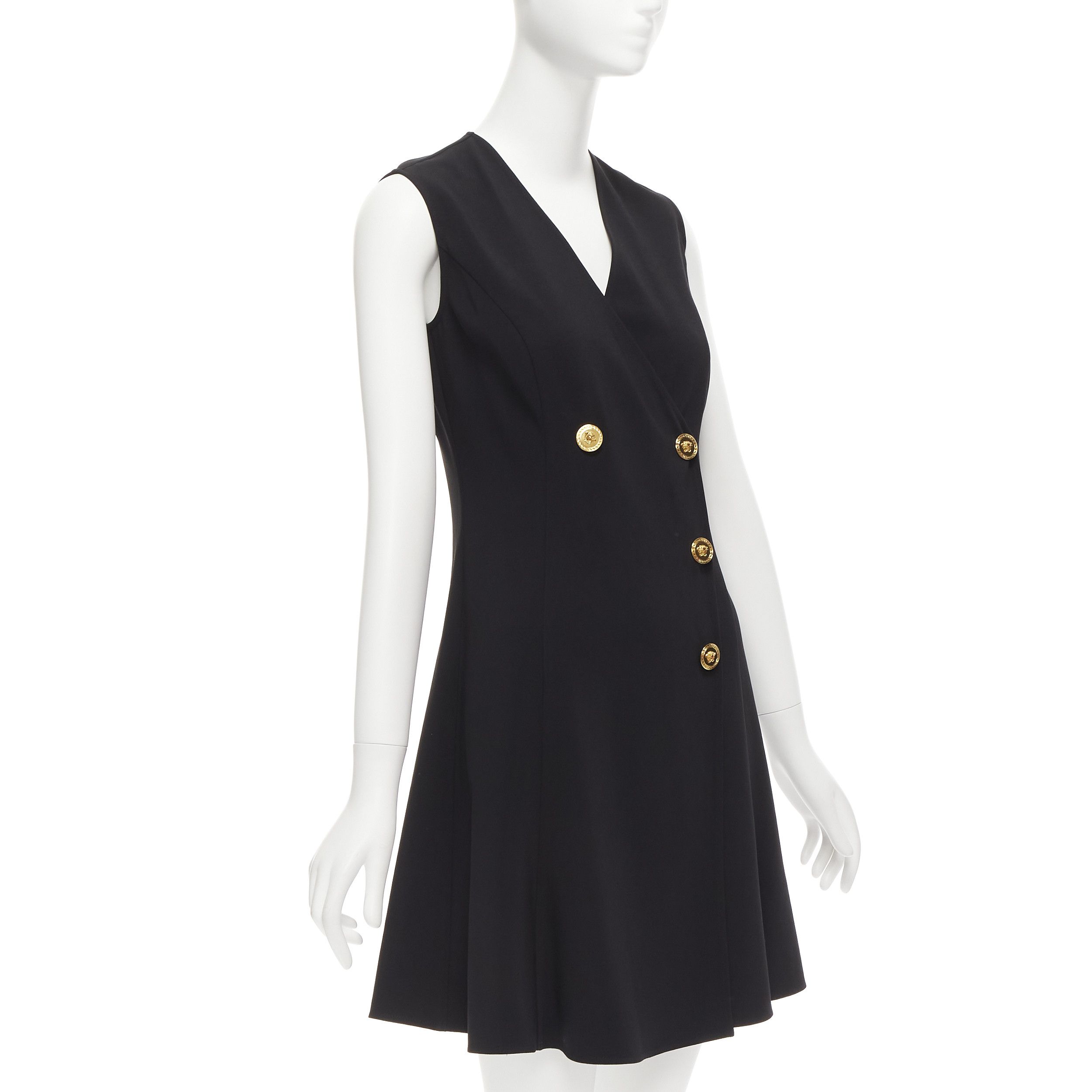 Versace VERSACE 2019 gold Medusa buttons black barocco double breasted dress IT36 XXS Size XS / US 0-2 / IT 36-38 - 3 Thumbnail