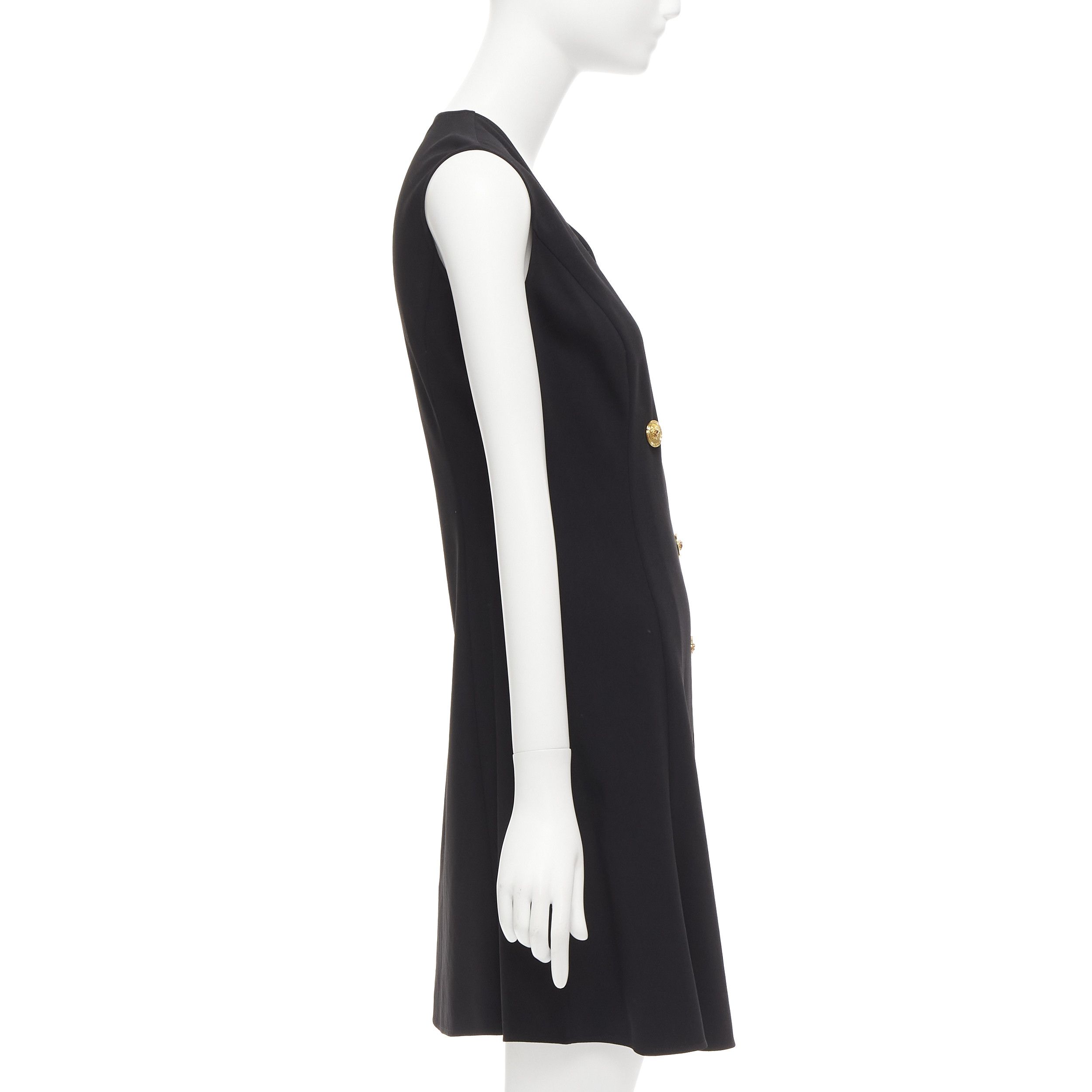 Versace VERSACE 2019 gold Medusa buttons black barocco double breasted dress IT36 XXS Size XS / US 0-2 / IT 36-38 - 4 Thumbnail