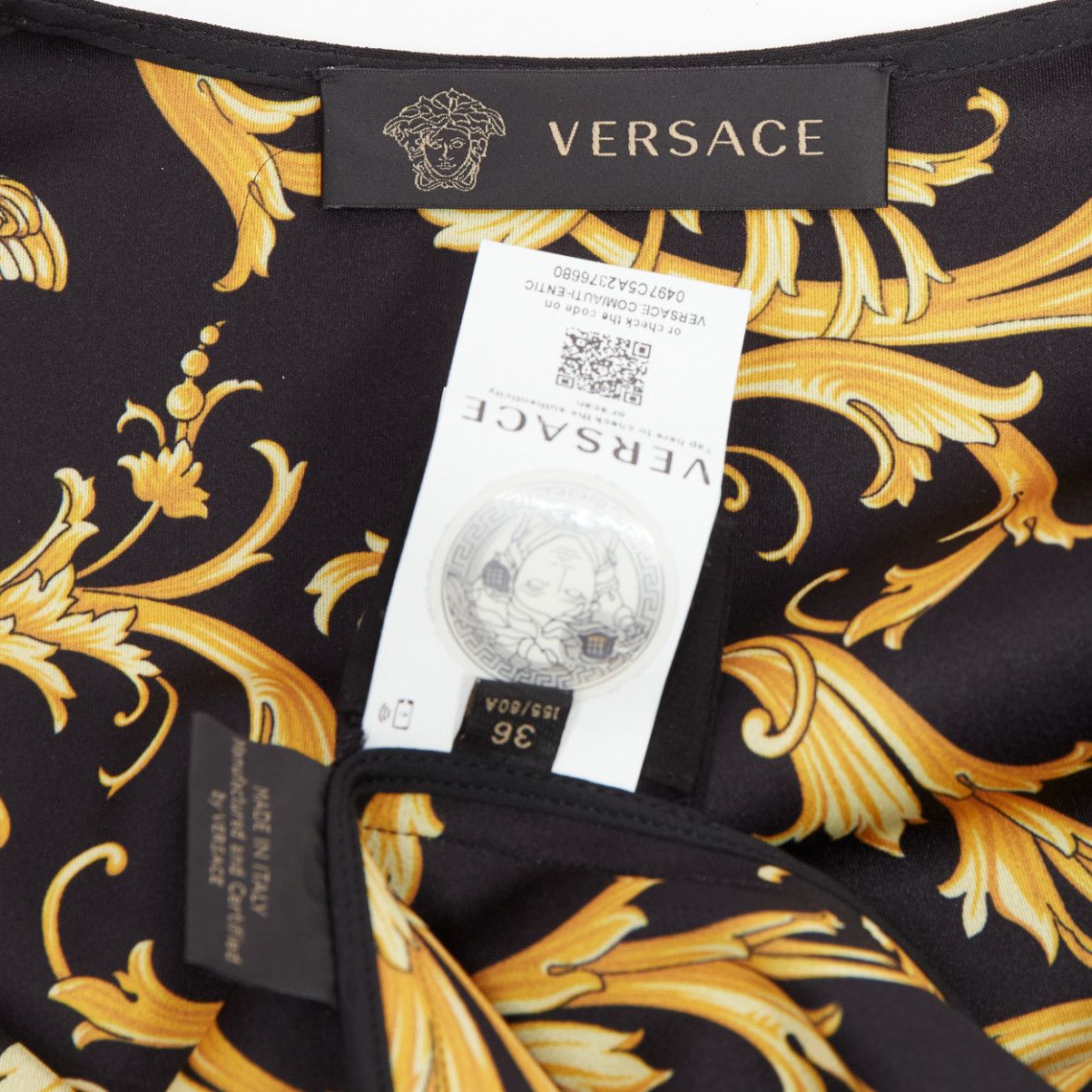 Versace VERSACE 2019 gold Medusa buttons black barocco double breasted dress IT36 XXS Size XS / US 0-2 / IT 36-38 - 8 Thumbnail