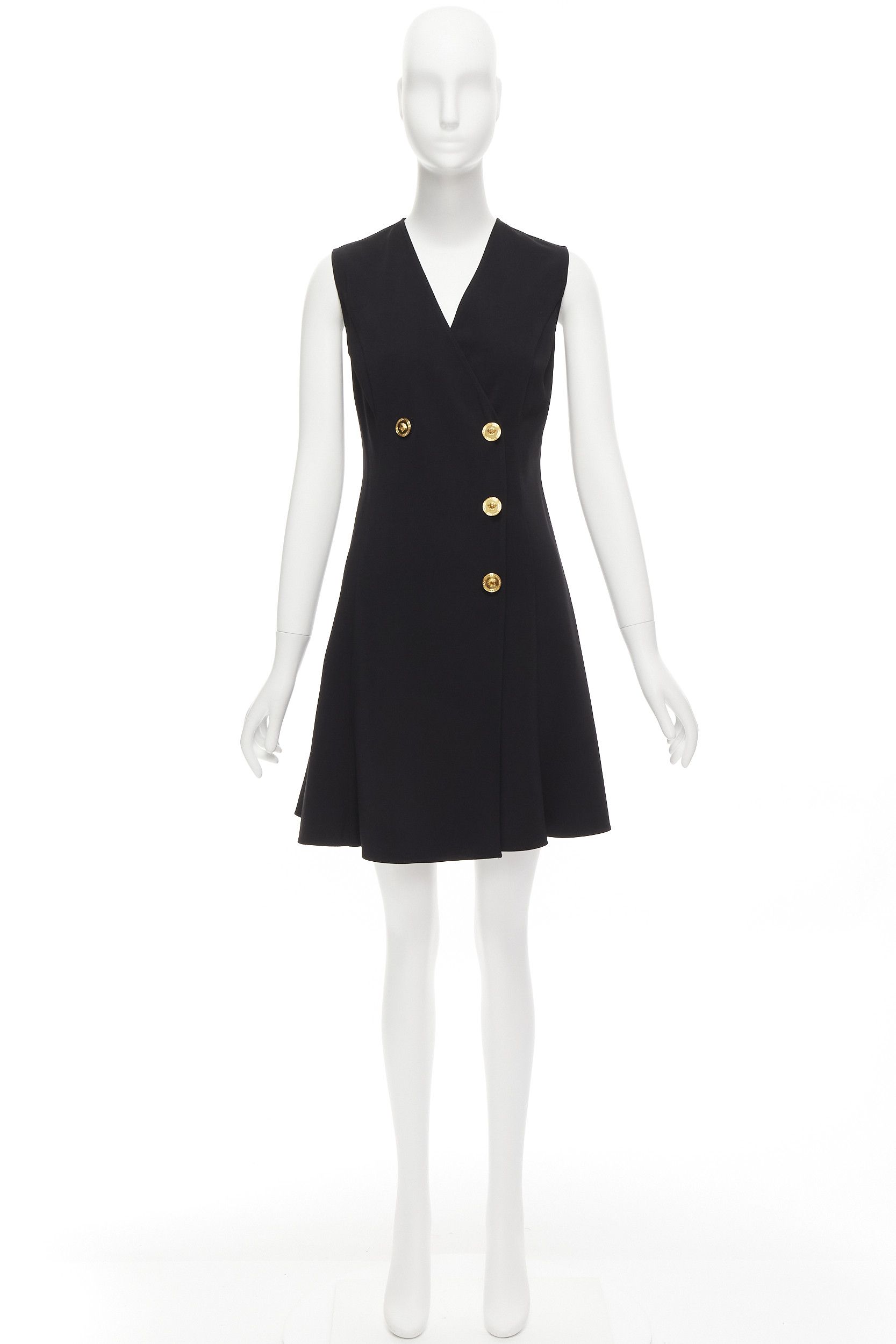 Versace VERSACE 2019 gold Medusa buttons black barocco double breasted dress IT36 XXS Size XS / US 0-2 / IT 36-38 - 9 Thumbnail