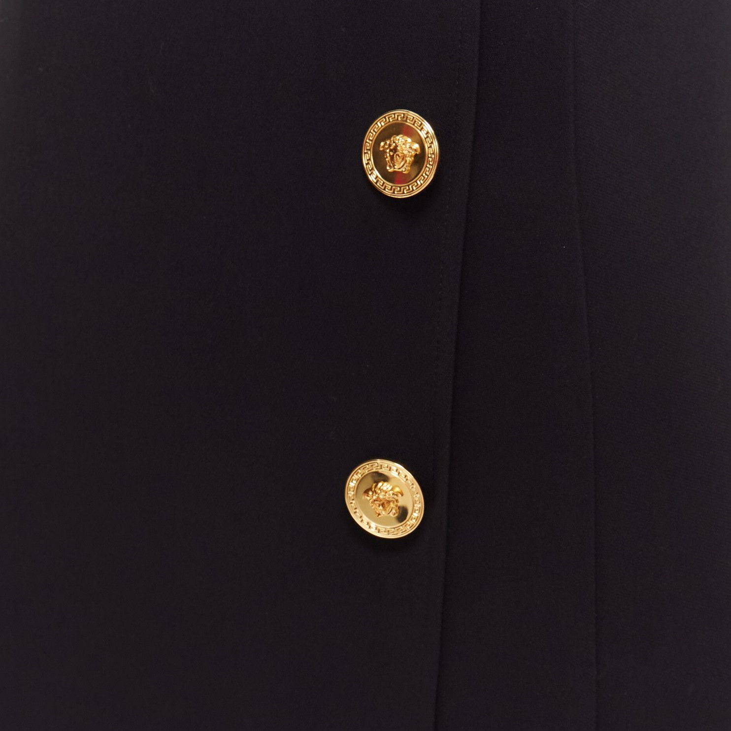 Versace VERSACE 2019 gold Medusa buttons black barocco double breasted dress IT36 XXS Size XS / US 0-2 / IT 36-38 - 2 Thumbnail
