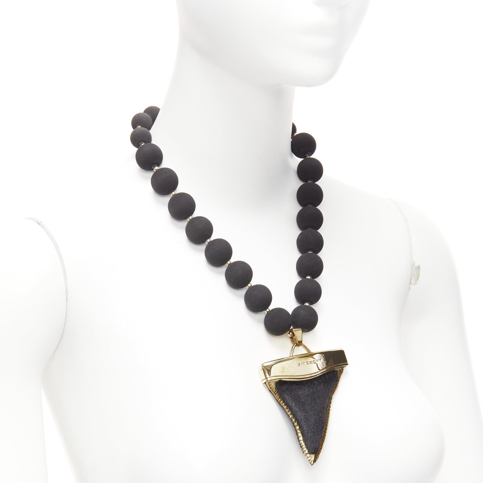 Givenchy rare GIVENCHY Riccardo Tisci black pony hair shark tooth velvet ball necklace Size ONE SIZE - 3 Thumbnail
