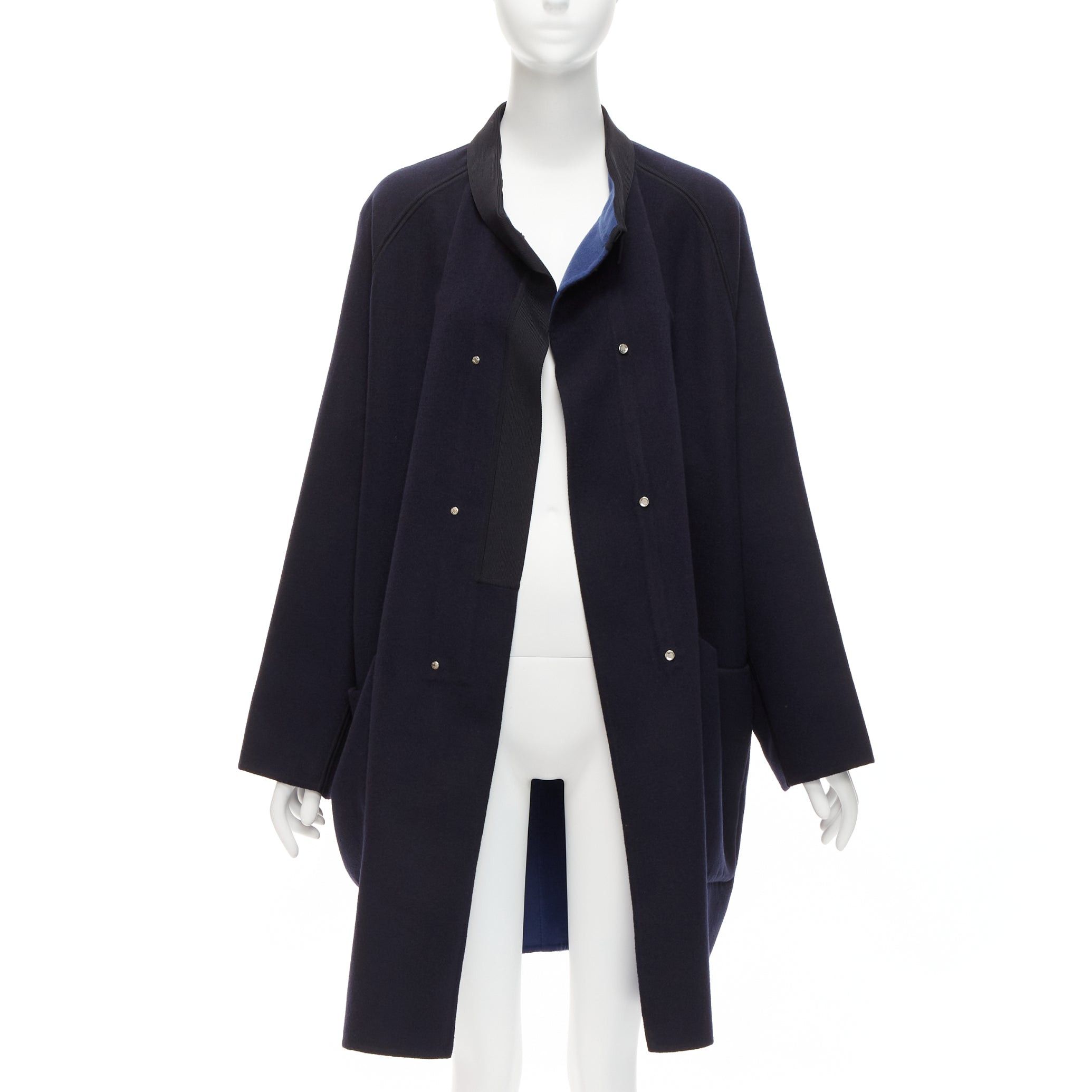 Hermes rare HERMES Martin Margiela navy double faced cashmere oversized cocoon coat FR42 XL Size L / US 10 / IT 46 - 3 Thumbnail