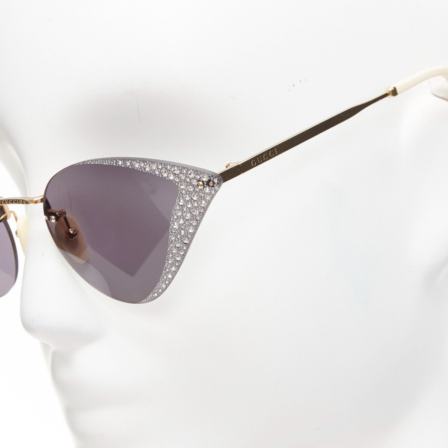 Gucci GUCCI Hollywood Forever GG0898S silver crystal black cat eye sunglasses Size ONE SIZE - 6 Thumbnail