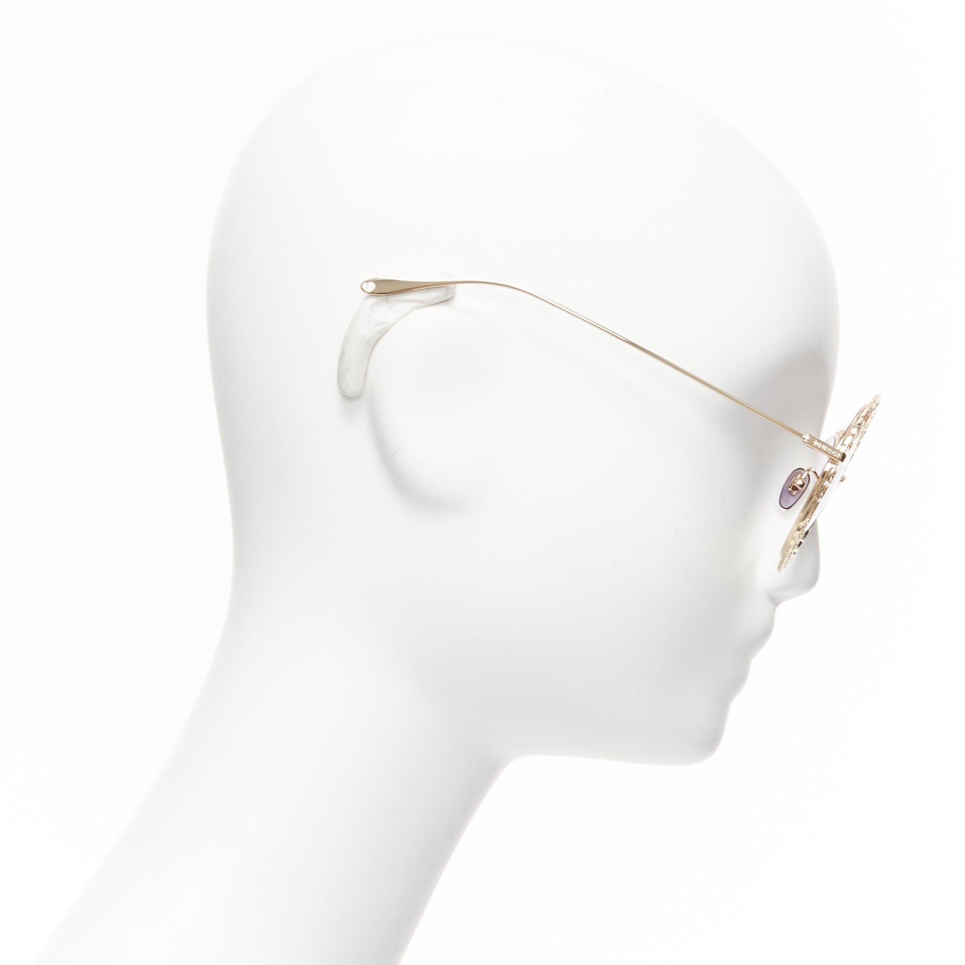 Gucci GUCCI GG1113S gold chain rim purple ombre lens round oversized sunnies Size ONE SIZE - 4 Thumbnail