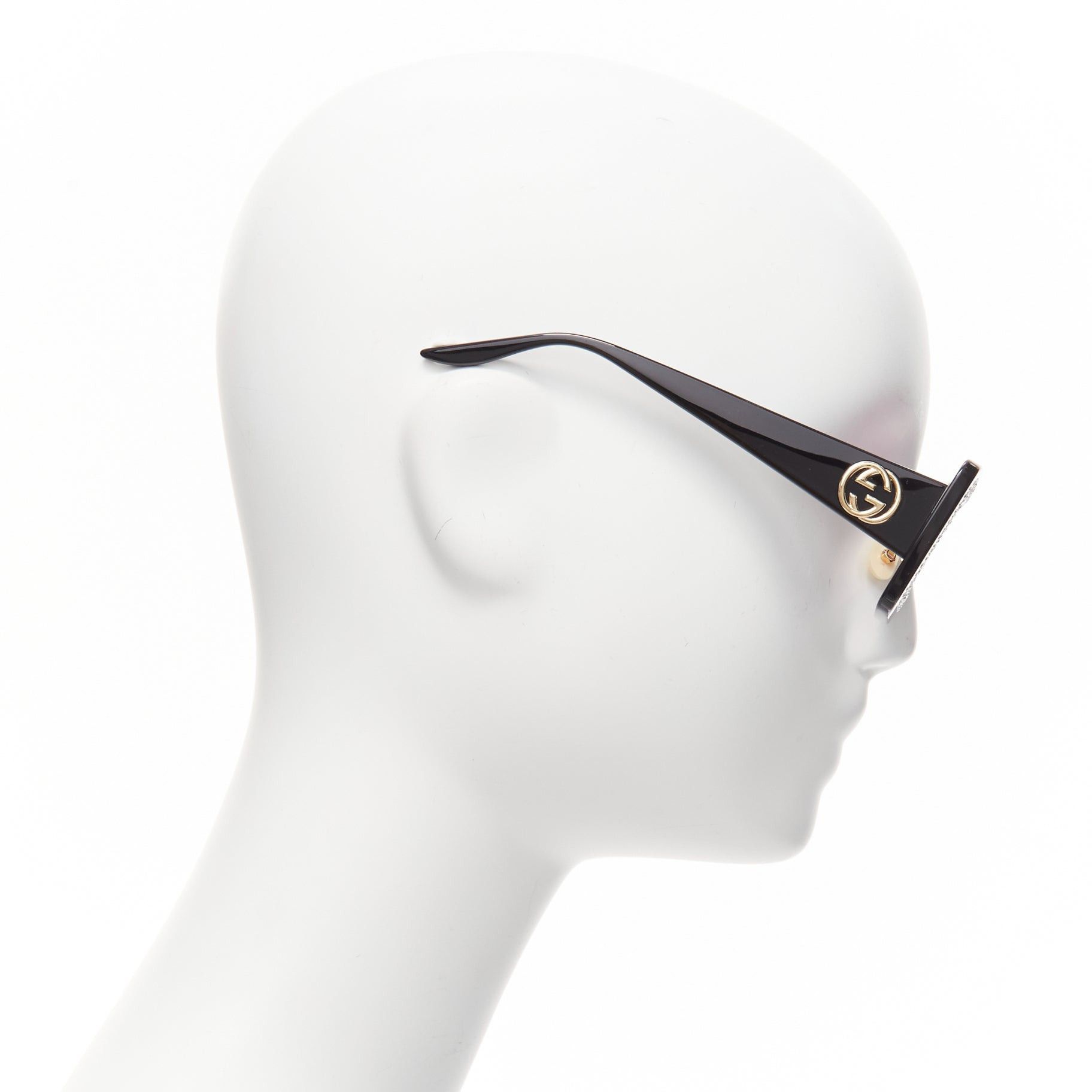 Gucci GUCCI GG0974S silver crystal frame pink lens rectangular sunnies Size ONE SIZE - 3 Thumbnail