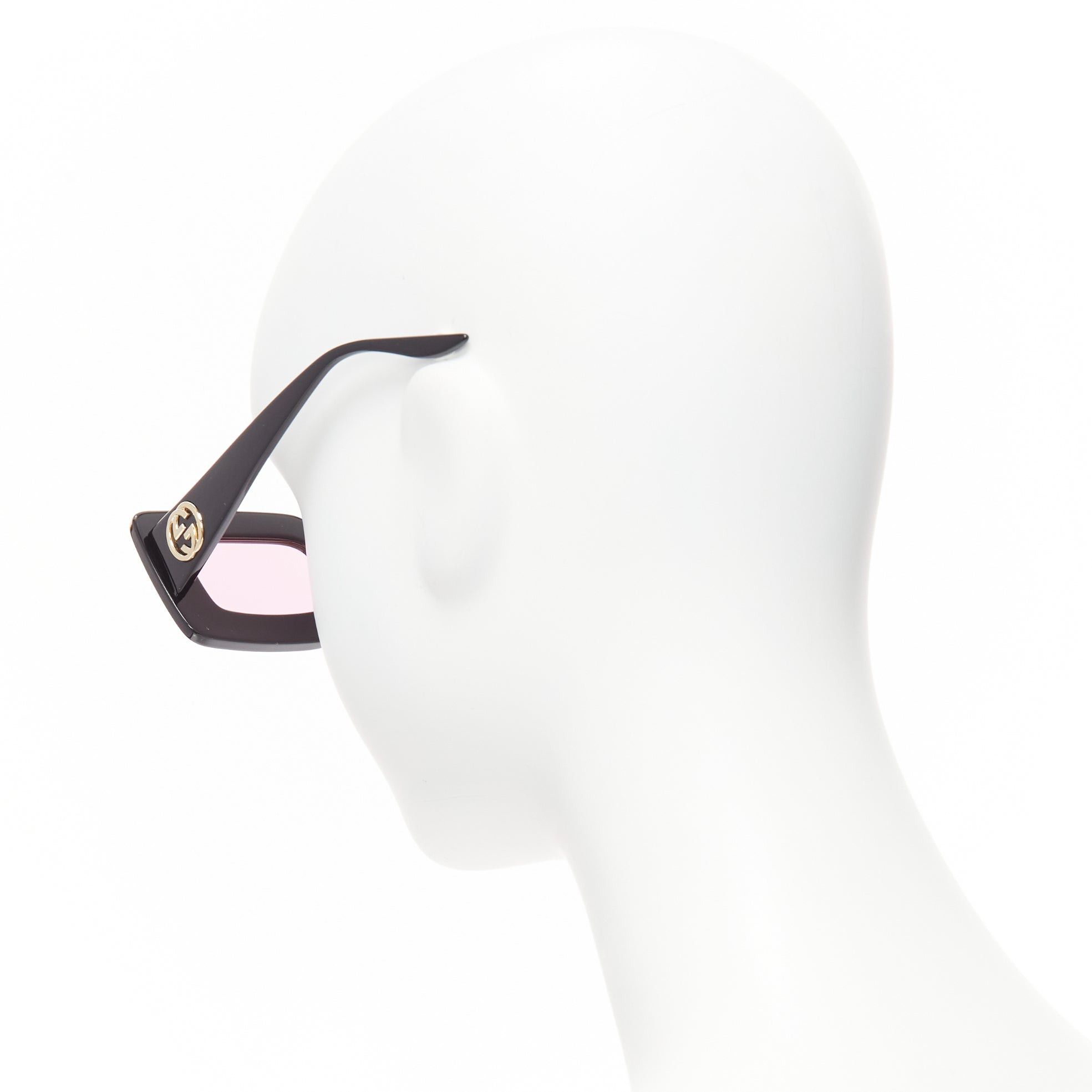 Gucci GUCCI GG0974S silver crystal frame pink lens rectangular sunnies Size ONE SIZE - 4 Thumbnail