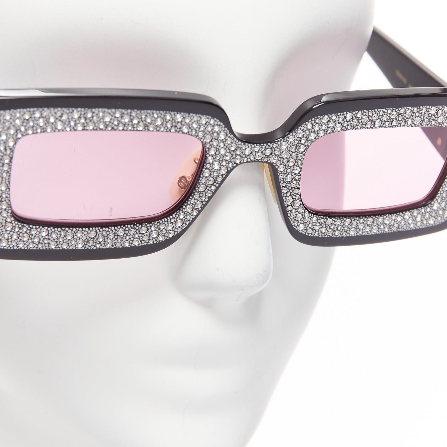 Gucci GUCCI GG0974S silver crystal frame pink lens rectangular sunnies Size ONE SIZE - 6 Thumbnail