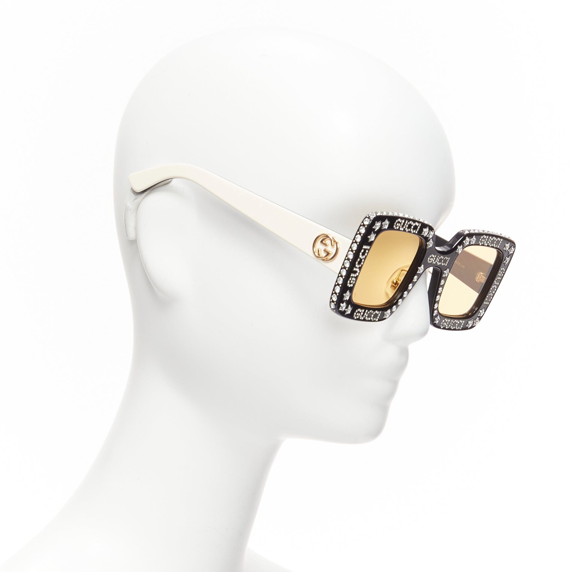 Gucci GUCCI Alessandro Michele Hollywood Forever GG0780S logo crystal black yellow sunnies Size ONE SIZE - 3 Thumbnail
