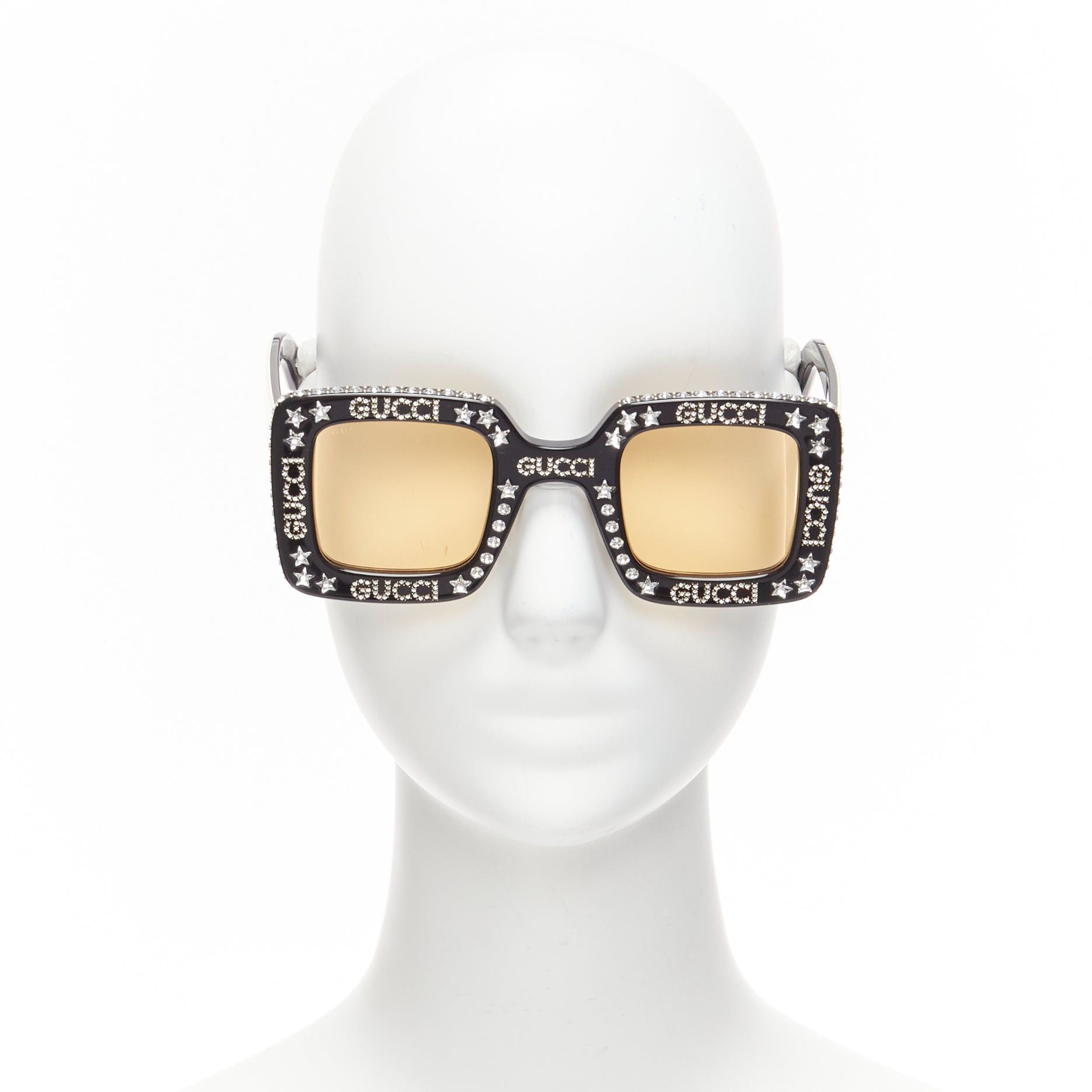 Gucci GUCCI Alessandro Michele Hollywood Forever GG0780S logo crystal black yellow sunnies Size ONE SIZE - 2 Thumbnail