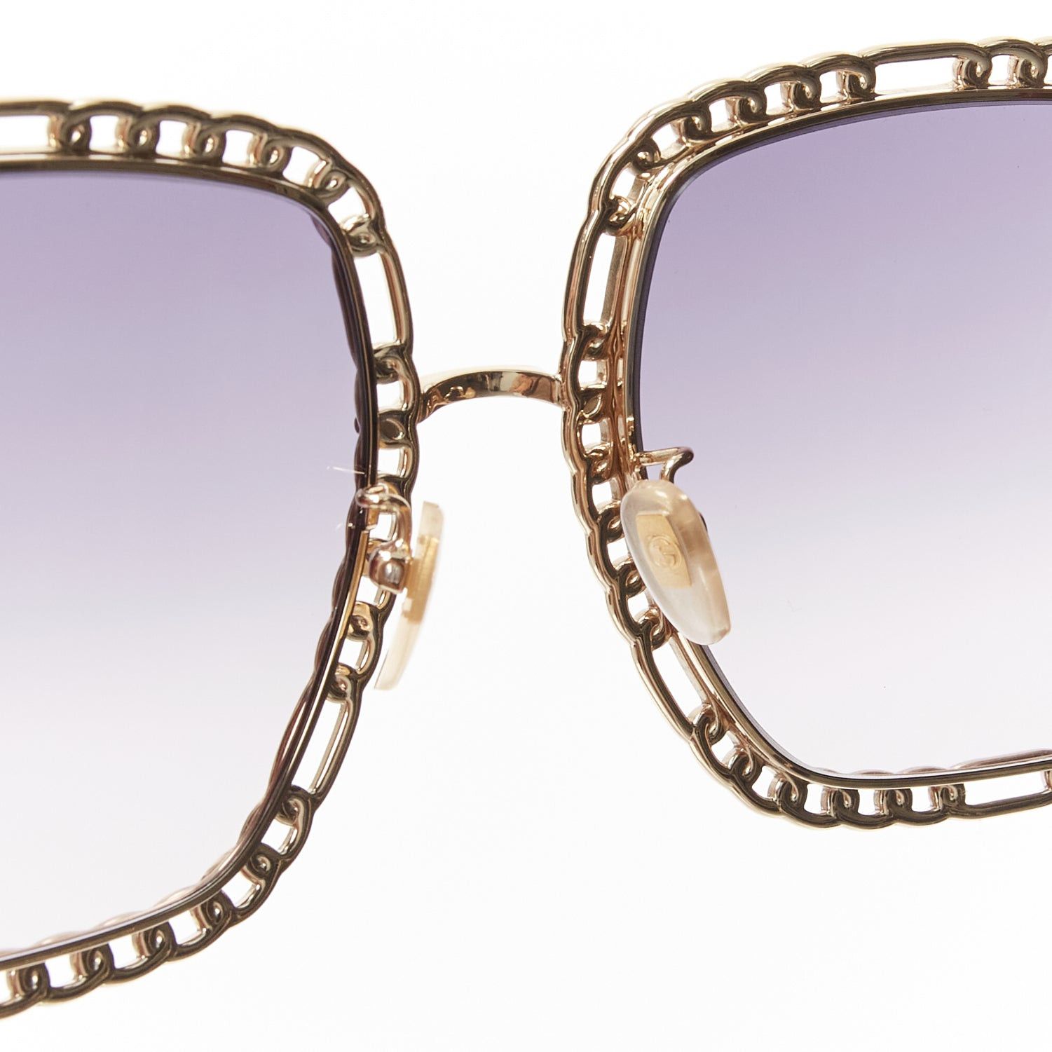 Gucci GUCCI GG1033S GG logo charm gold chain trim square oversized sunnies with chain Size ONE SIZE - 8 Thumbnail