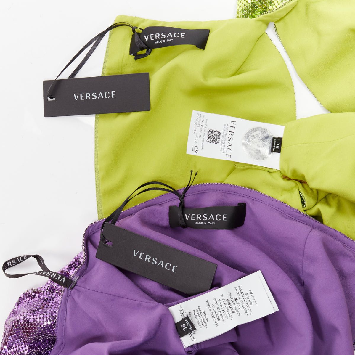 Versace rare VERSACE 2022 Runway green purple metal mesh chainmail Medusa safety pin top skirt IT38 XS Size XS / US 0-2 / IT 36-38 - 11 Thumbnail