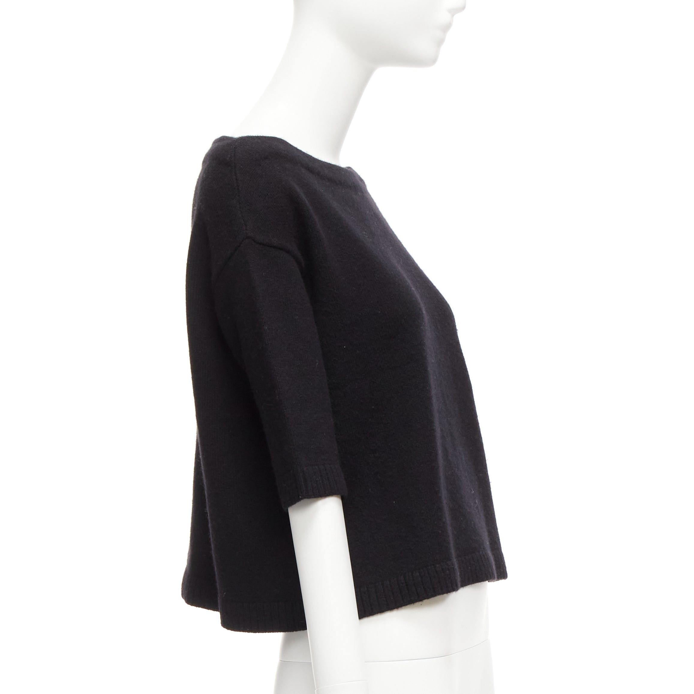 Valentino VALENTINO 100% cashmere black bateau neck crop sweater top XS Size S / US 4 / IT 40 - 4 Thumbnail