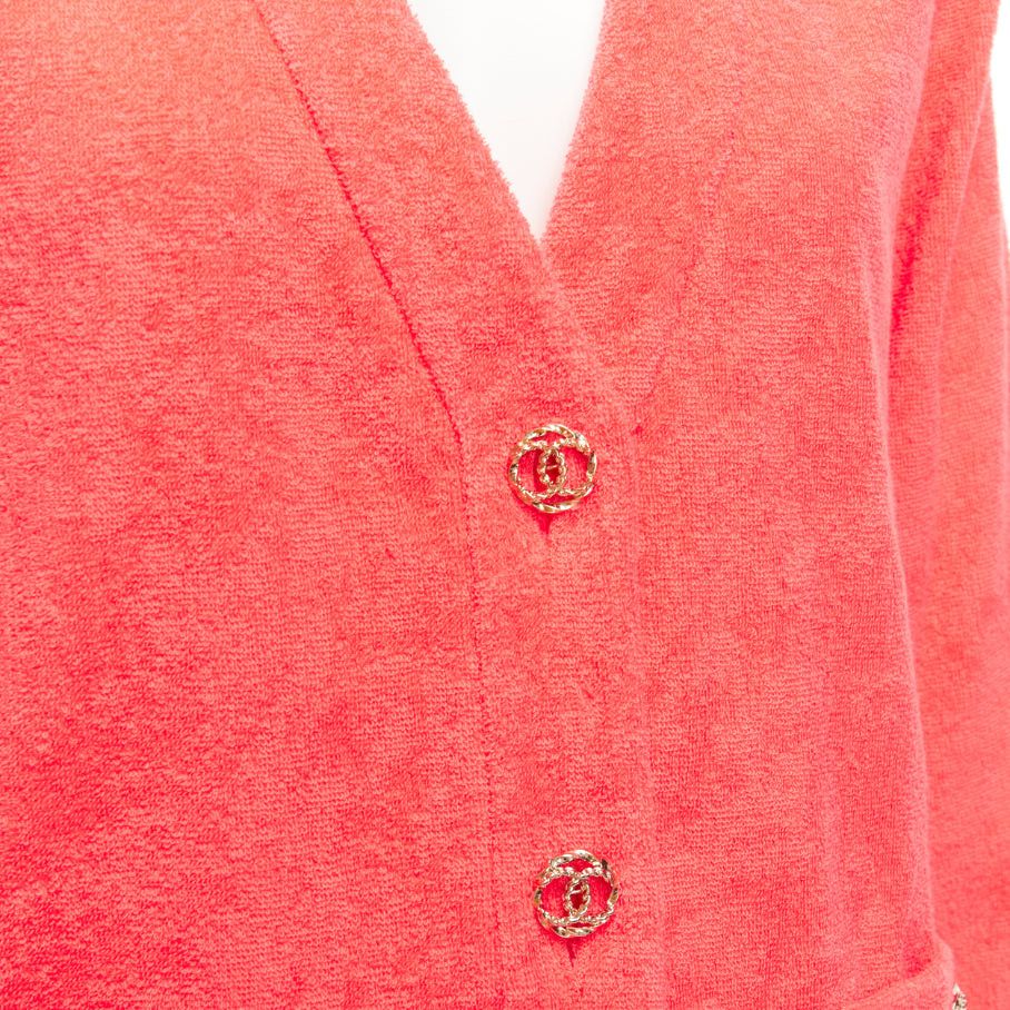 Chanel CHANEL coral pink towel terry cloth gold CC logo blazer jacket FR36 S Size S / US 4 / IT 40 - 2 Thumbnail