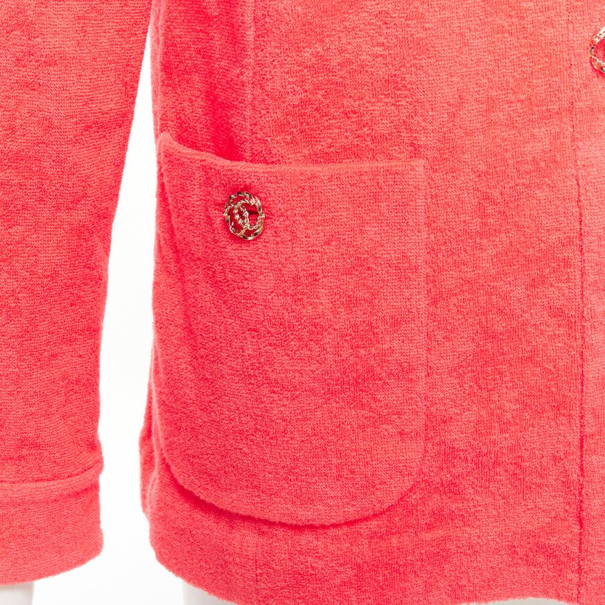 Chanel CHANEL coral pink towel terry cloth gold CC logo blazer jacket FR36 S Size S / US 4 / IT 40 - 7 Thumbnail