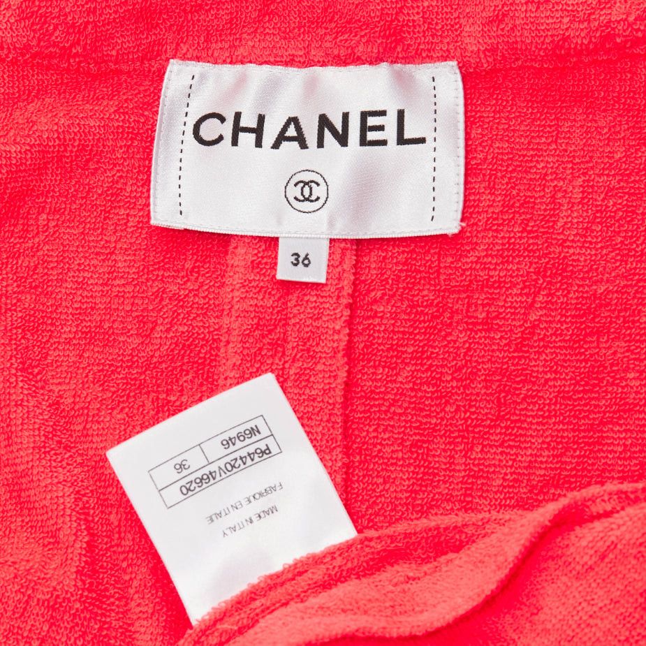 Chanel CHANEL coral pink towel terry cloth gold CC logo blazer jacket FR36 S Size S / US 4 / IT 40 - 8 Thumbnail