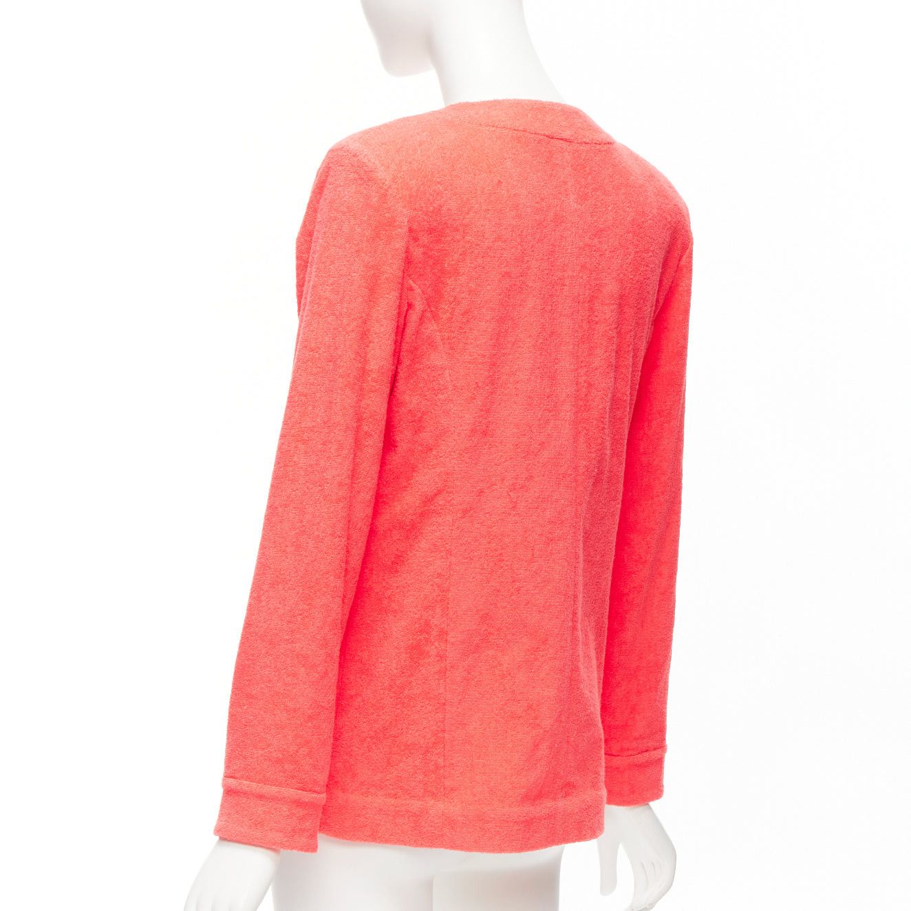 Chanel CHANEL coral pink towel terry cloth gold CC logo blazer jacket FR36 S Size S / US 4 / IT 40 - 6 Thumbnail