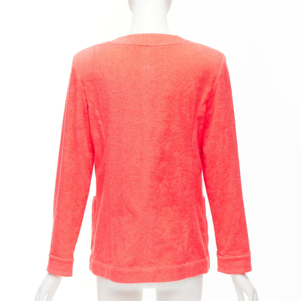 Chanel CHANEL coral pink towel terry cloth gold CC logo blazer jacket FR36 S Size S / US 4 / IT 40 - 5 Thumbnail
