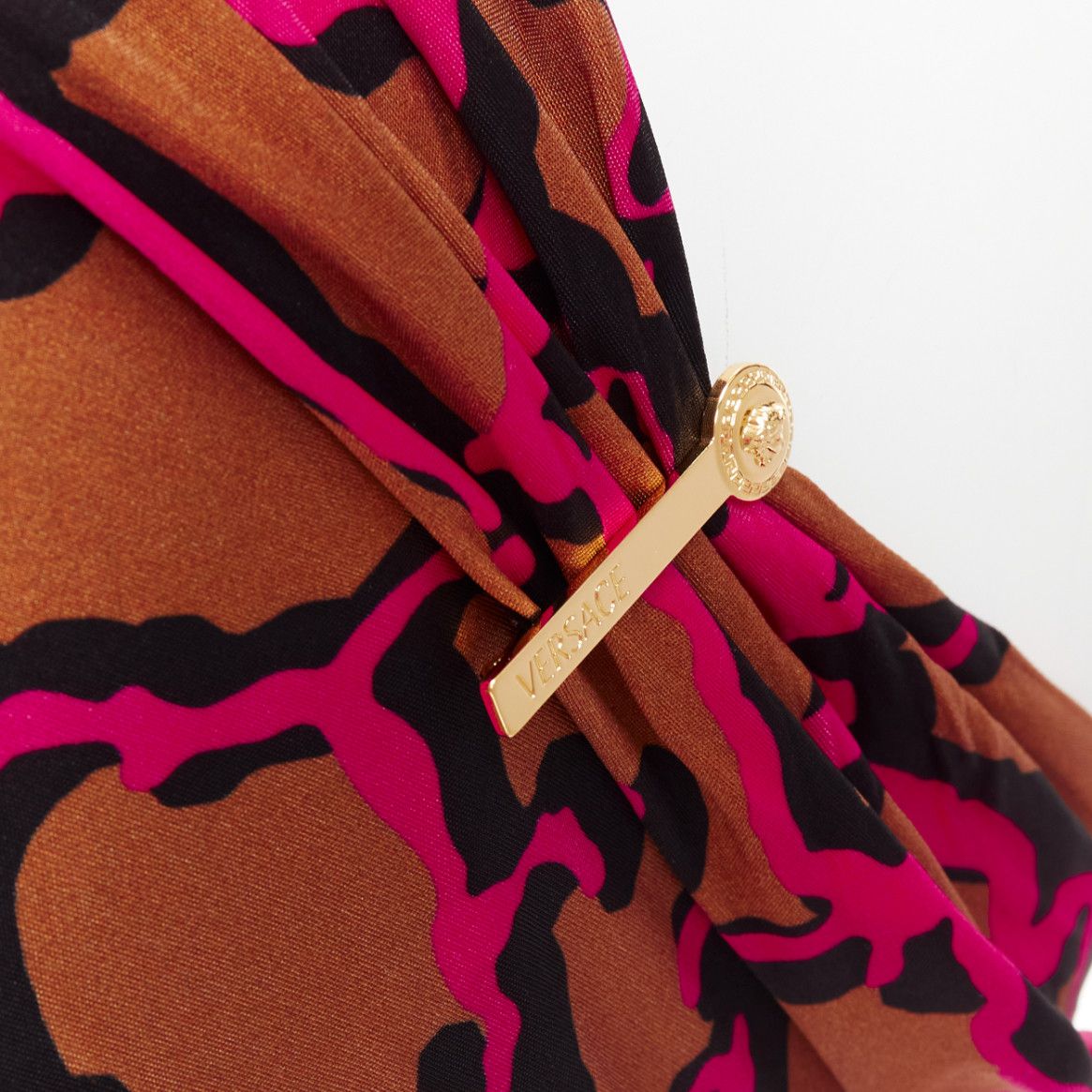 Versace VERSACE Runway mixed giraffe print gold logo clip body con wiggle dress IT36 XXS Size XS / US 0-2 / IT 36-38 - 7 Thumbnail