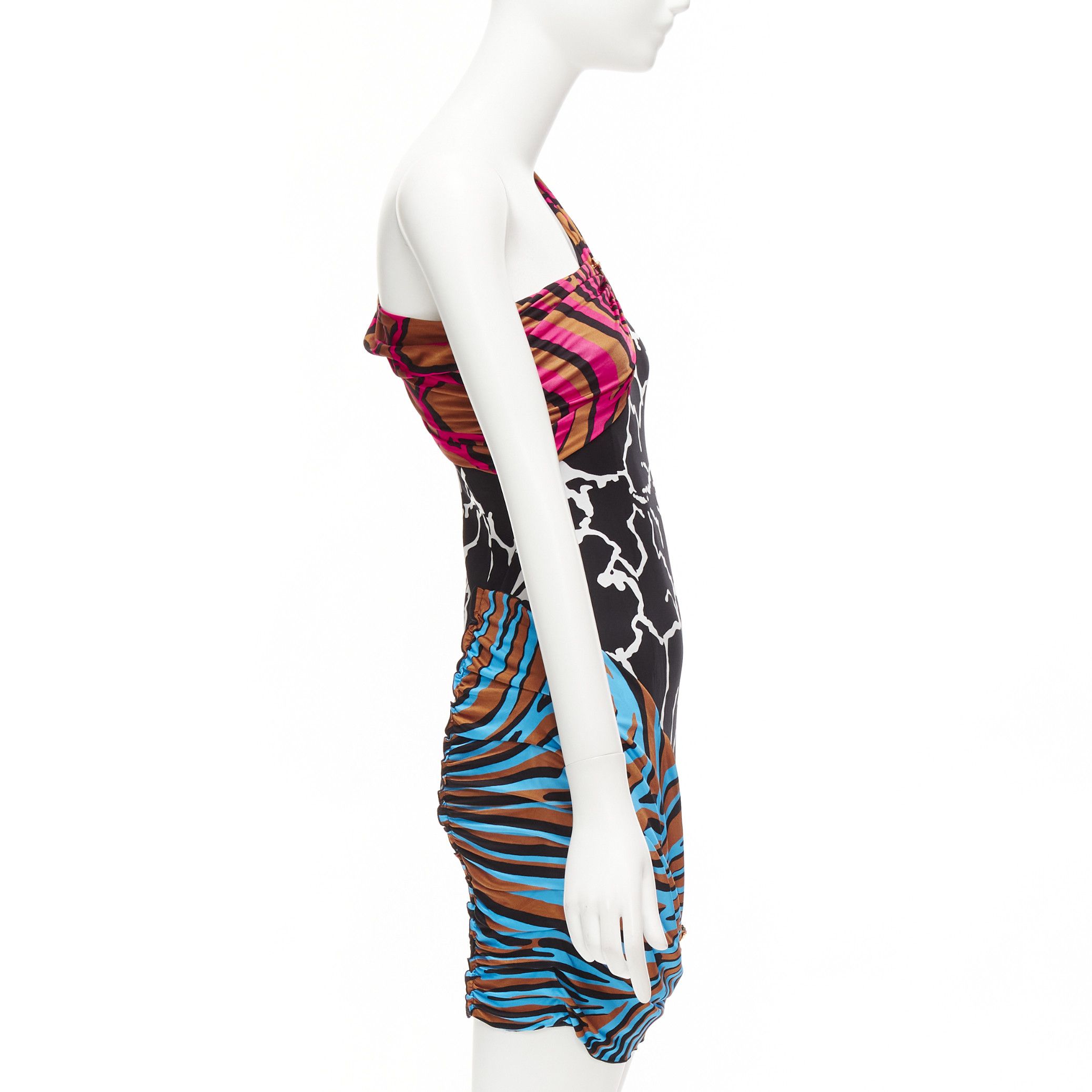 Versace VERSACE Runway mixed giraffe print gold logo clip body con wiggle dress IT36 XXS Size XS / US 0-2 / IT 36-38 - 4 Thumbnail