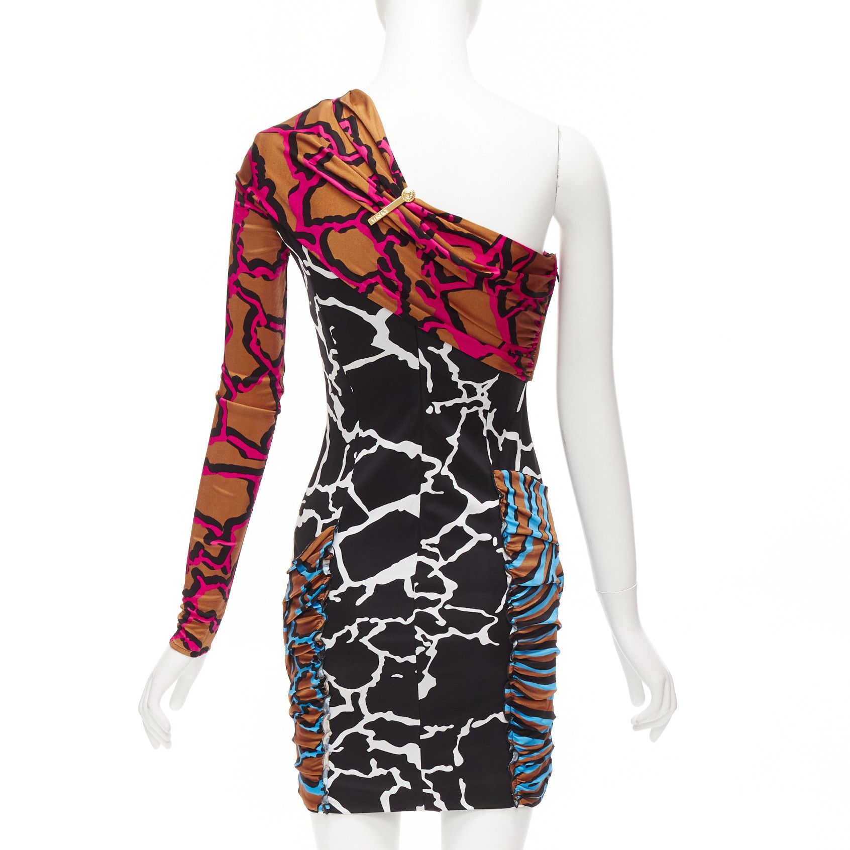 Versace VERSACE Runway mixed giraffe print gold logo clip body con wiggle dress IT36 XXS Size XS / US 0-2 / IT 36-38 - 5 Thumbnail