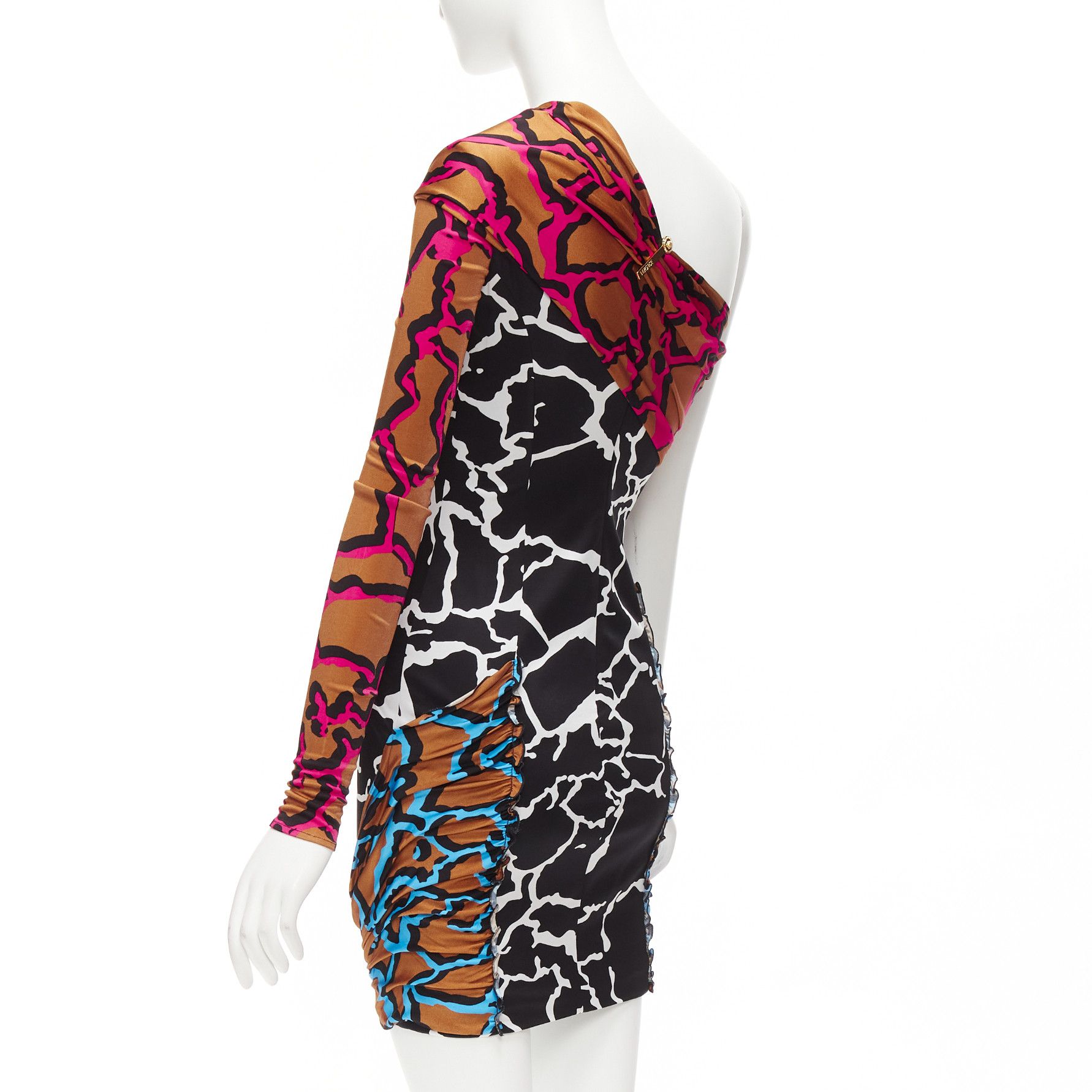 Versace VERSACE Runway mixed giraffe print gold logo clip body con wiggle dress IT36 XXS Size XS / US 0-2 / IT 36-38 - 6 Thumbnail