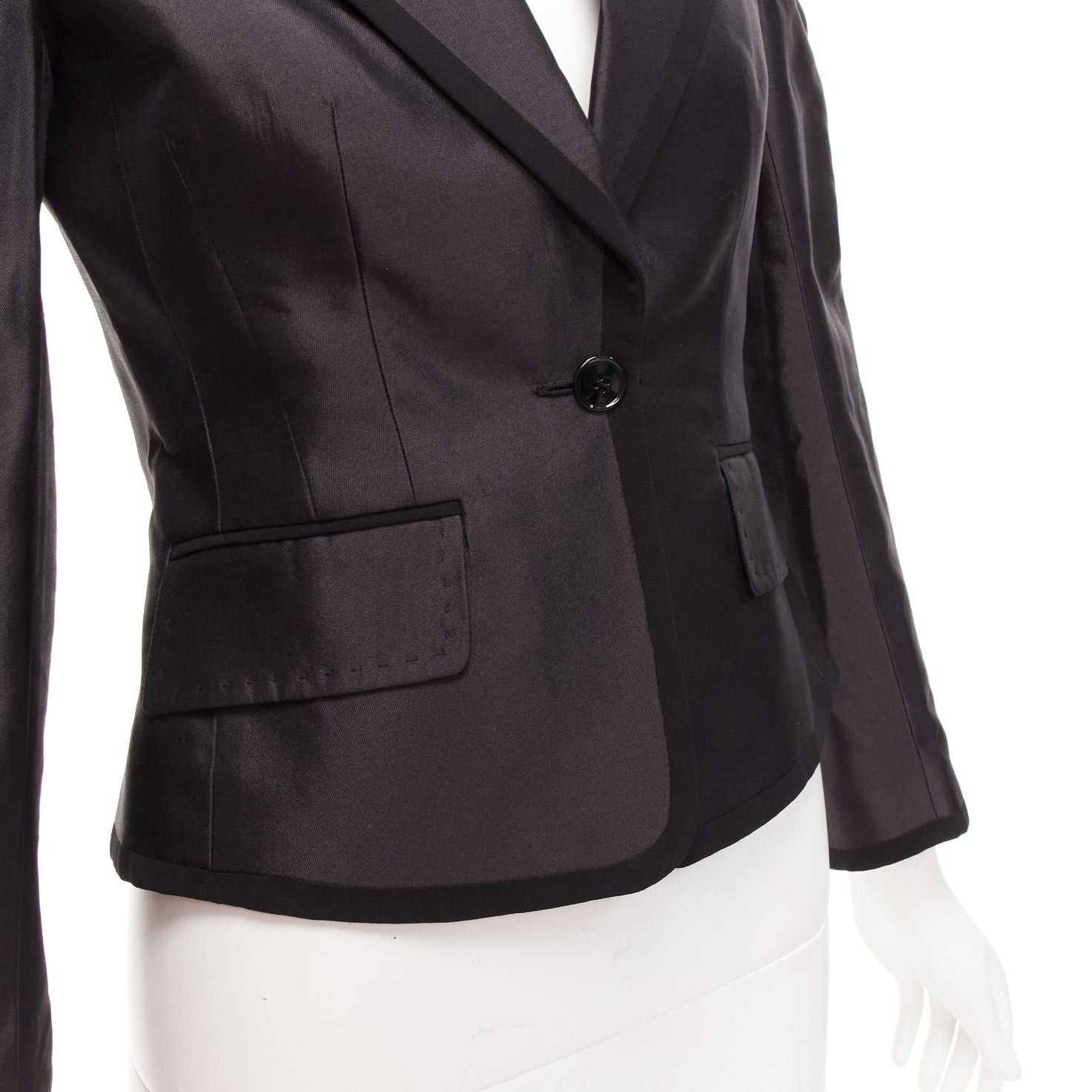 Dolce & Gabbana rare DOLCE GABBANA black silk puff princess sleeve piping tuxedo blazer IT36 XXS Size XS / US 0-2 / IT 36-38 - 8 Thumbnail