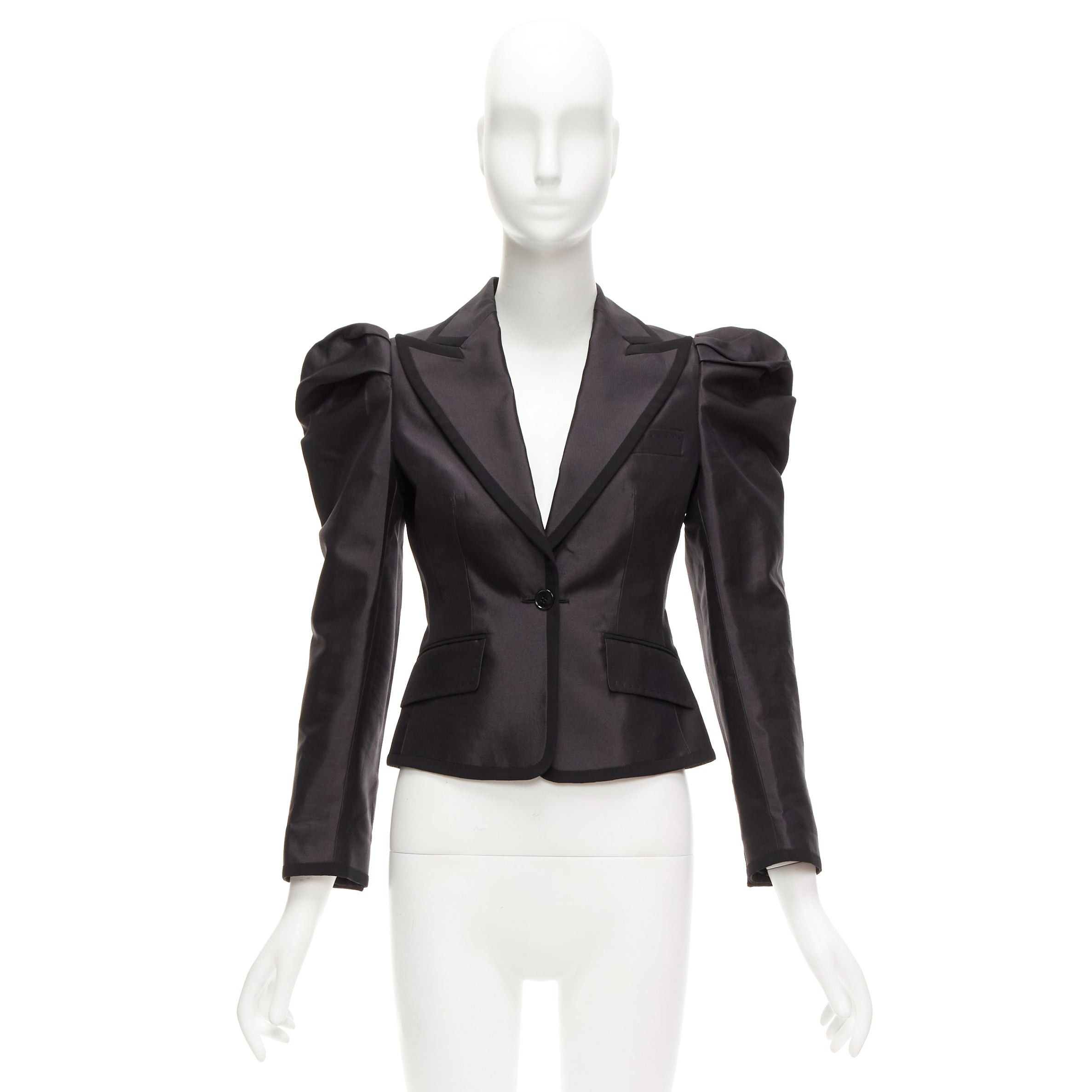 Dolce & Gabbana rare DOLCE GABBANA black silk puff princess sleeve piping tuxedo blazer IT36 XXS Size XS / US 0-2 / IT 36-38 - 10 Thumbnail