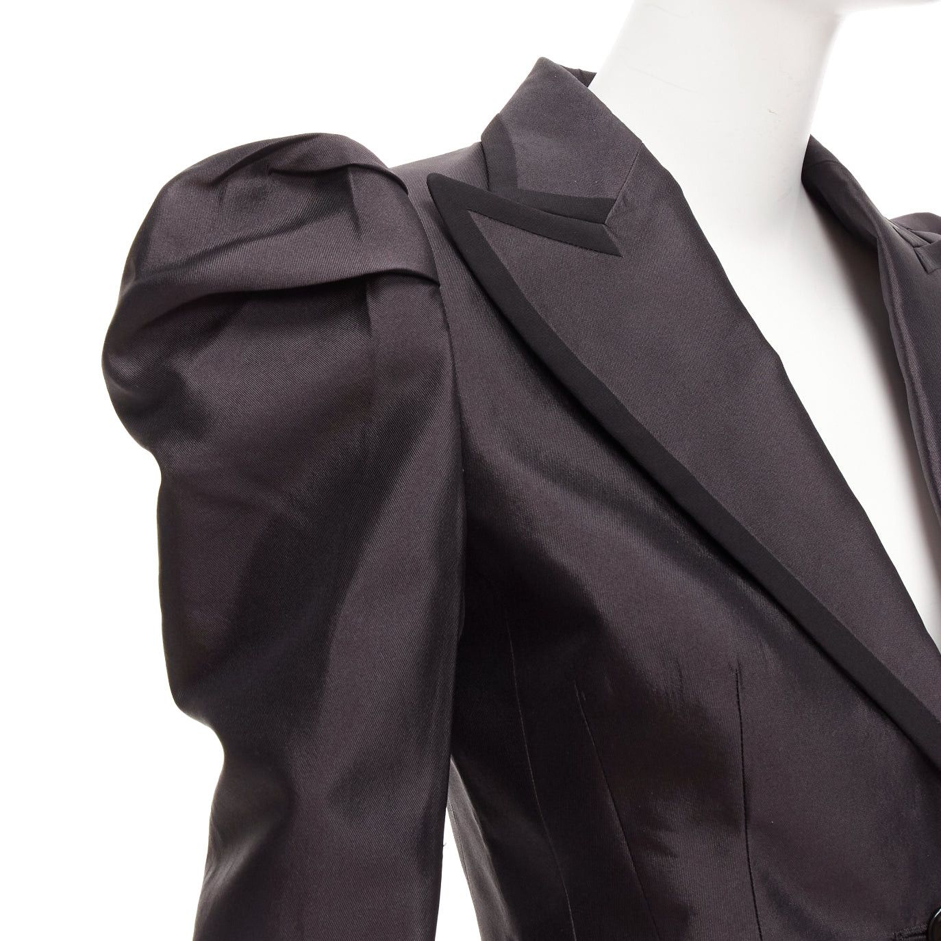 Dolce & Gabbana rare DOLCE GABBANA black silk puff princess sleeve piping tuxedo blazer IT36 XXS Size XS / US 0-2 / IT 36-38 - 2 Thumbnail