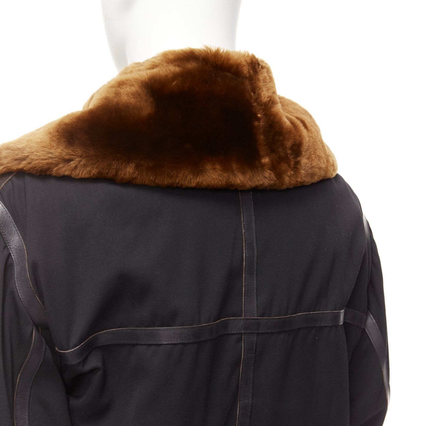 Jean Paul Gaultier rare JEAN PAUL GAULTIER HOMME black wool brown faux fur aviator flight jacket IT50 L Size US L / EU 52-54 / 3 - 8 Thumbnail
