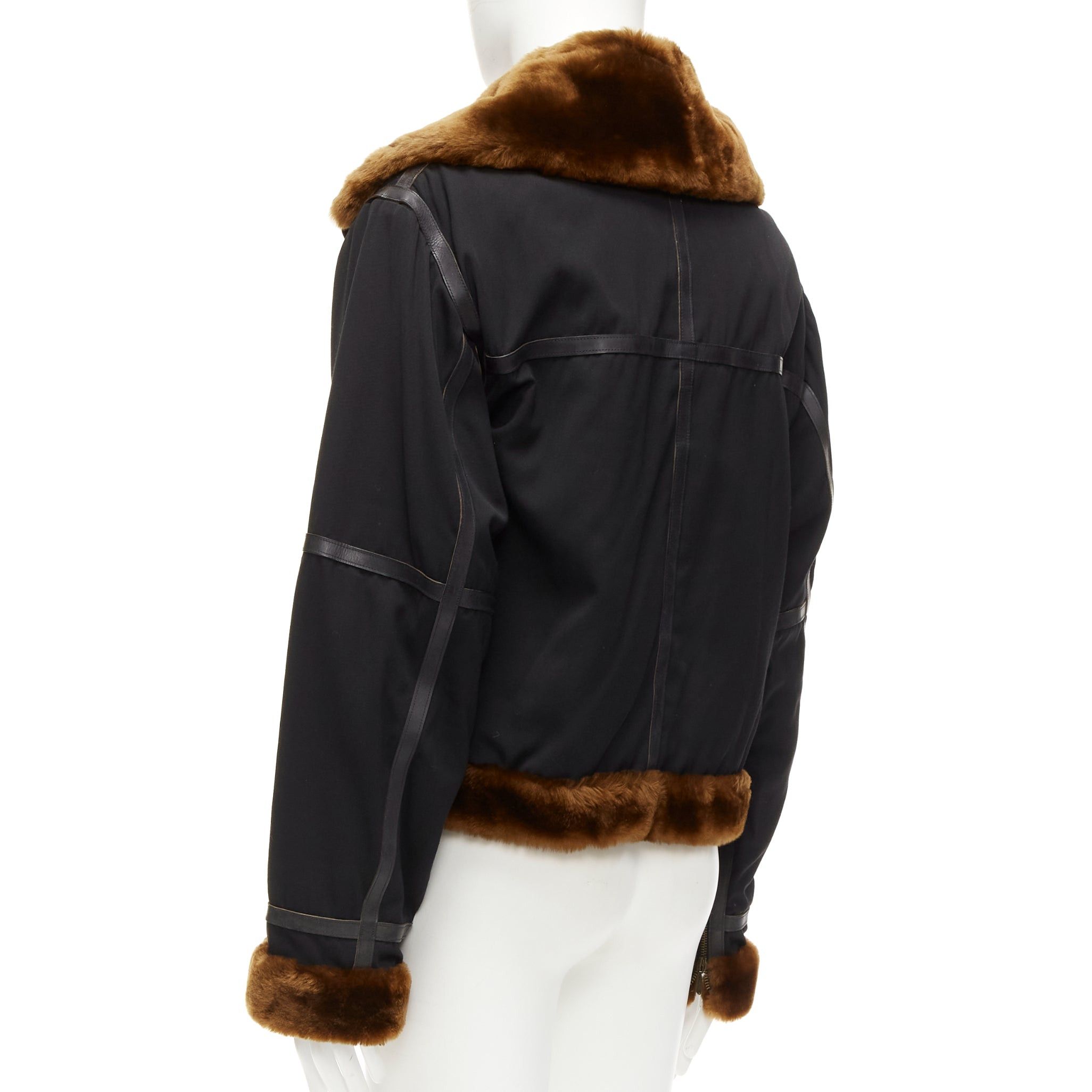 Jean Paul Gaultier rare JEAN PAUL GAULTIER HOMME black wool brown faux fur aviator flight jacket IT50 L Size US L / EU 52-54 / 3 - 7 Thumbnail
