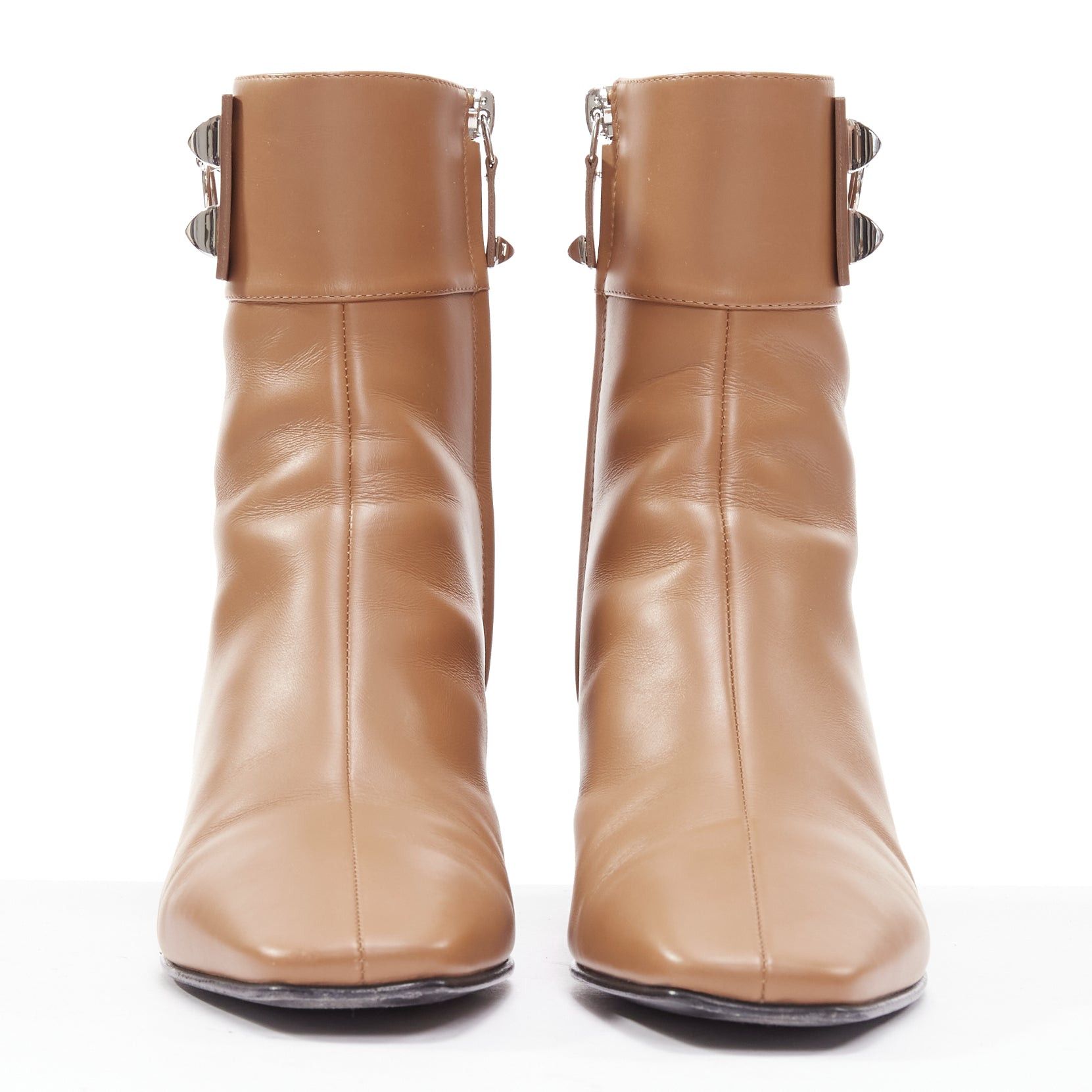 Hermes HERMES Decouverte 50 Beige Dore brown leather silver hardware ankle boots EU36 Size US 6 / IT 36 - 3 Thumbnail