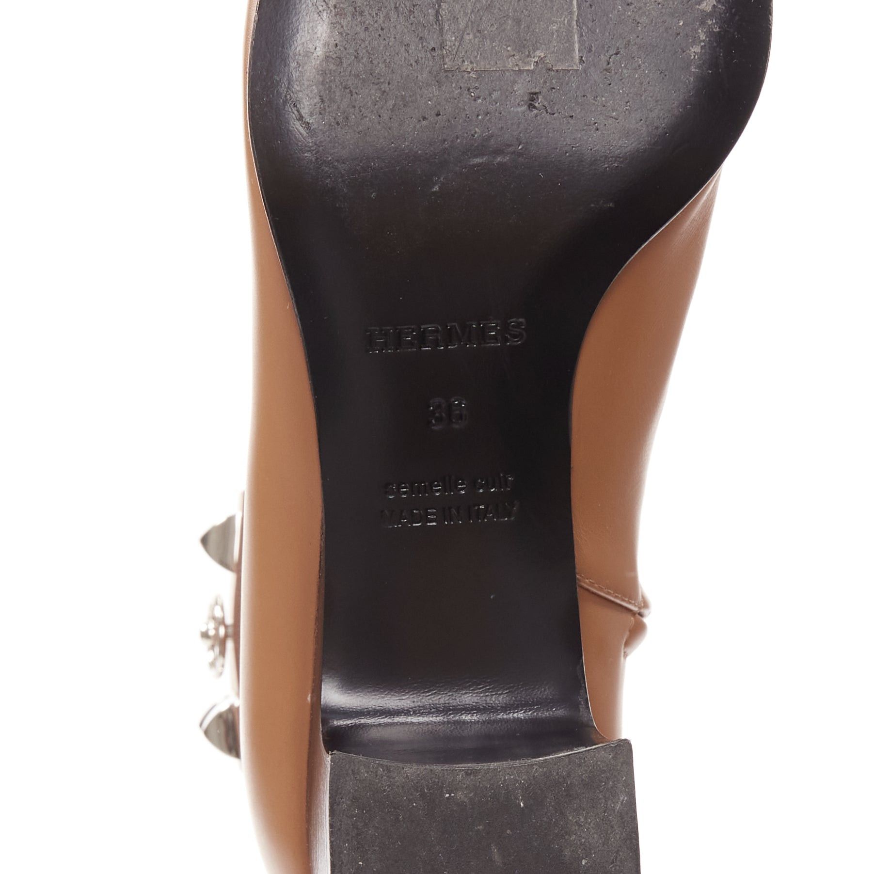 Hermes HERMES Decouverte 50 Beige Dore brown leather silver hardware ankle boots EU36 Size US 6 / IT 36 - 10 Thumbnail