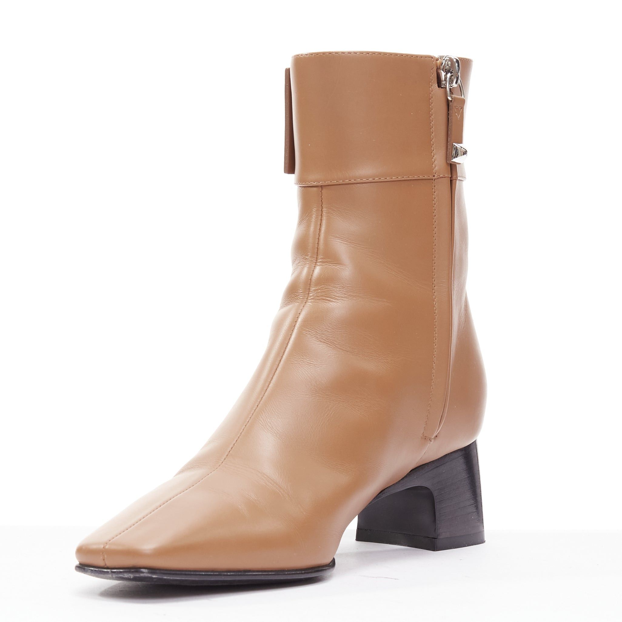 Hermes HERMES Decouverte 50 Beige Dore brown leather silver hardware ankle boots EU36 Size US 6 / IT 36 - 4 Thumbnail