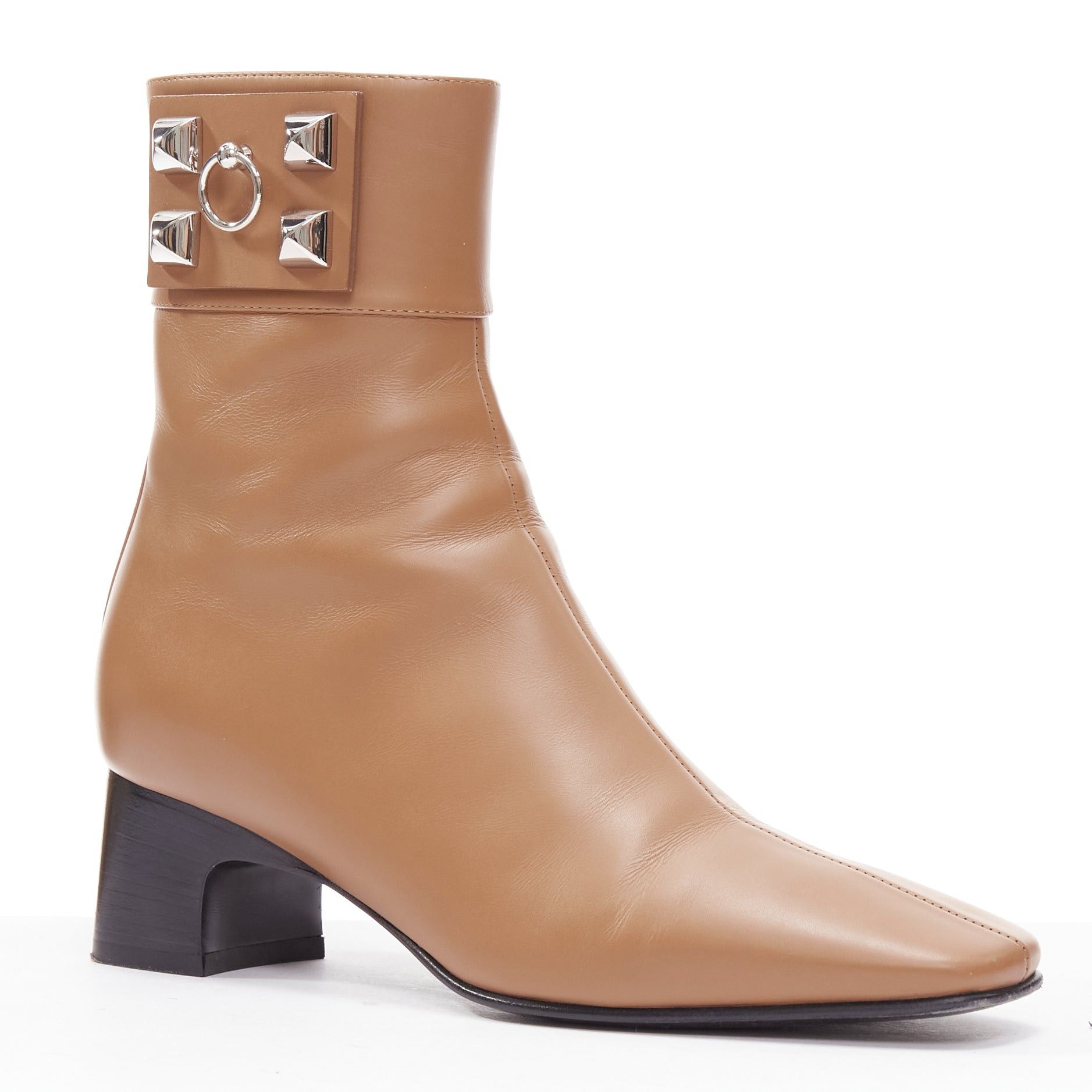 Hermes HERMES Decouverte 50 Beige Dore brown leather silver hardware ankle boots EU36 Size US 6 / IT 36 - 2 Thumbnail