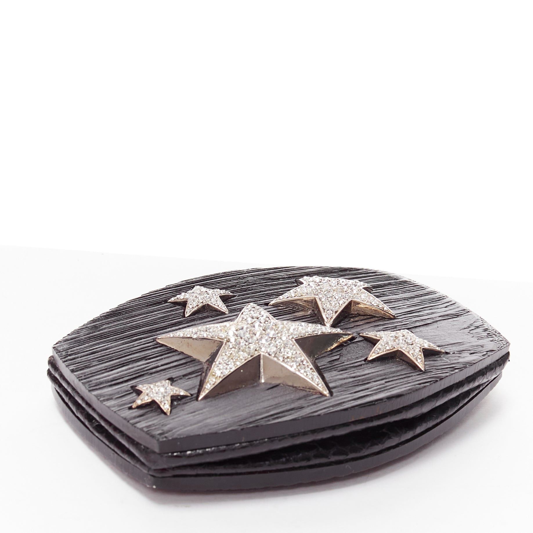 Jimmy Choo rare JIMMY CHOO black textured acrylic silver star crystal embellished mini clutch bag Size ONE SIZE - 3 Thumbnail