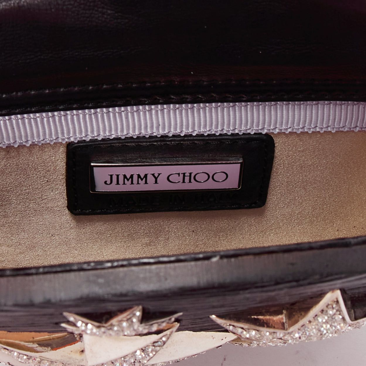 Jimmy Choo rare JIMMY CHOO black textured acrylic silver star crystal embellished mini clutch bag Size ONE SIZE - 8 Thumbnail