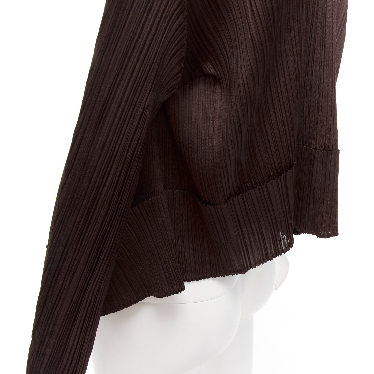 Issey Miyake ISSEY MIYAKE Pleats Please dark brown plisse 3D cut cardigan jacket JP3 L Size L / US 10 / IT 46 - 2 Thumbnail