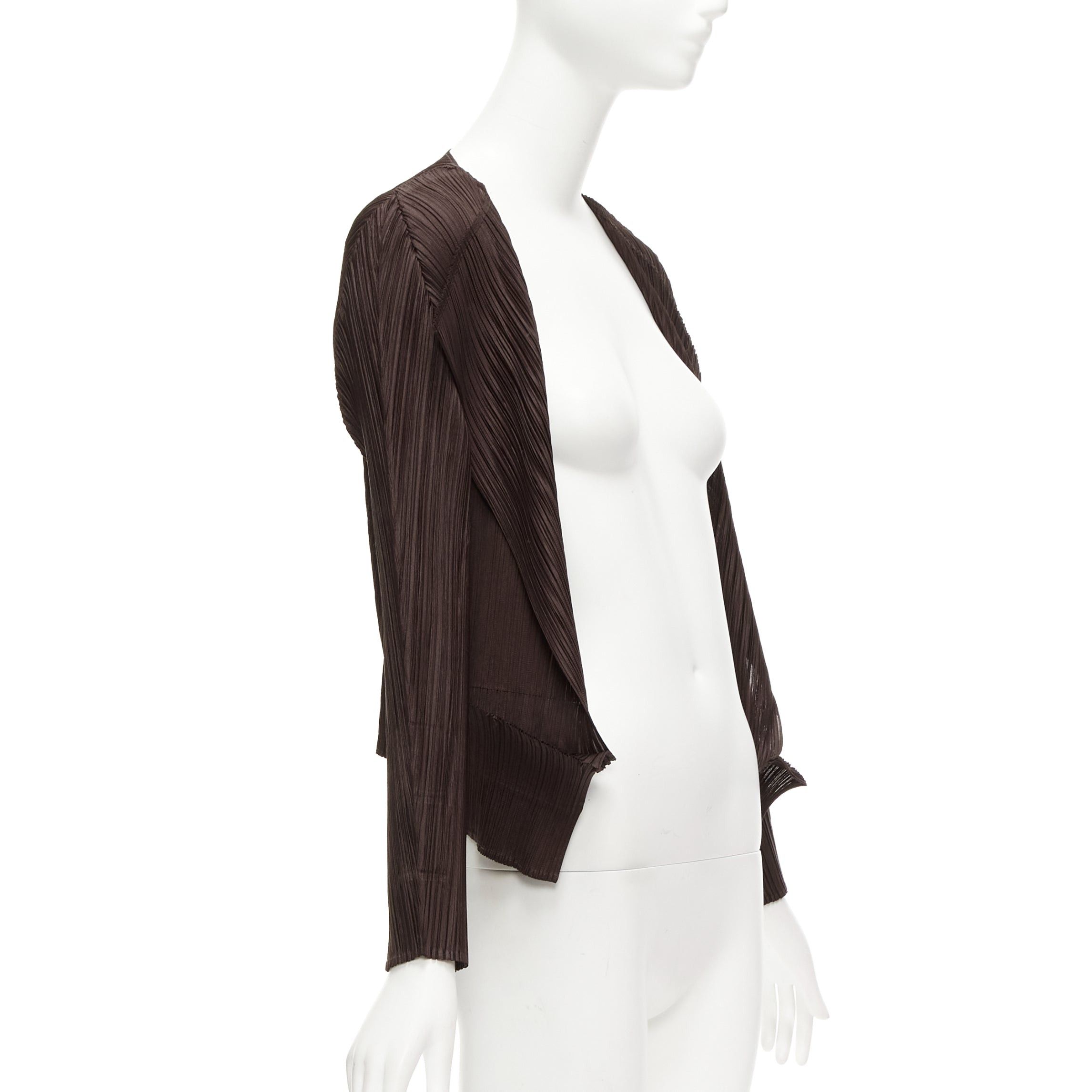 Issey Miyake ISSEY MIYAKE Pleats Please dark brown plisse 3D cut cardigan jacket JP3 L Size L / US 10 / IT 46 - 3 Thumbnail