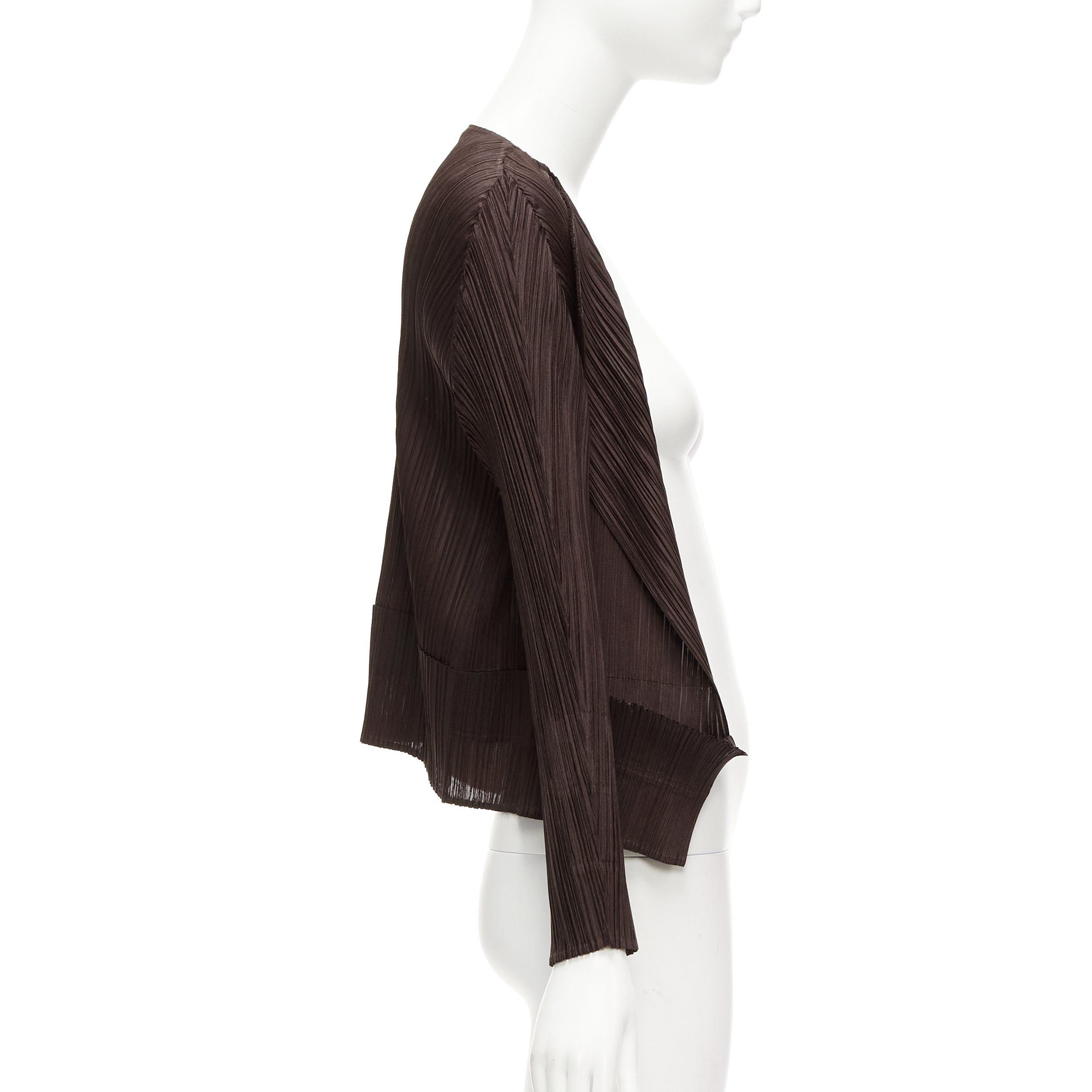 Issey Miyake ISSEY MIYAKE Pleats Please dark brown plisse 3D cut cardigan jacket JP3 L Size L / US 10 / IT 46 - 4 Thumbnail